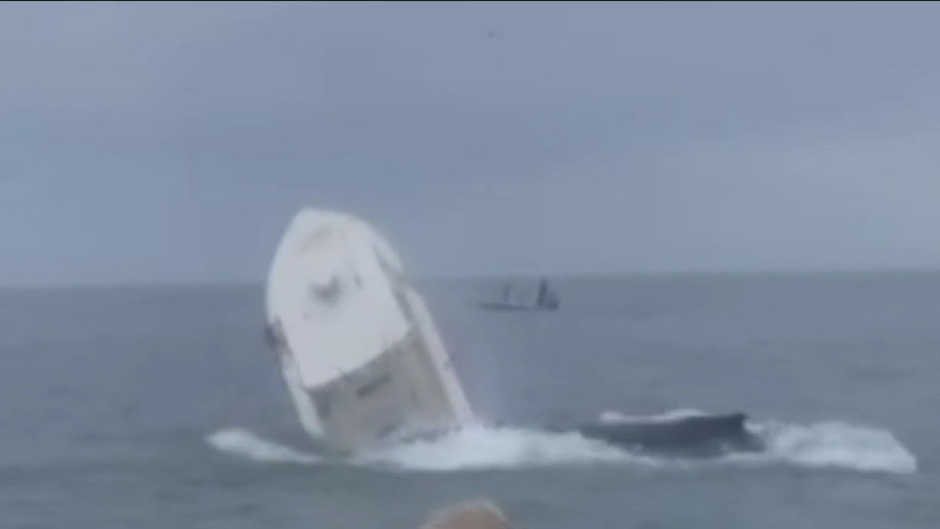 Two men were rescued after a whale capsized a boat in New Hampshire.