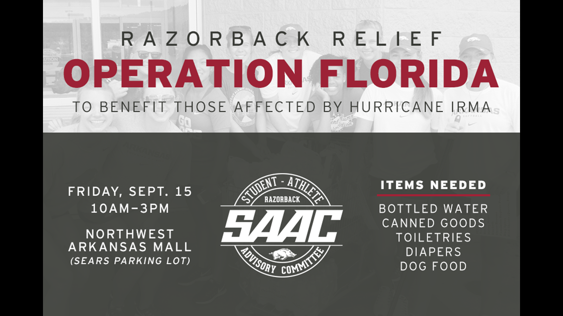 Razorback Athletics Hosting Razorback Relief Operation Florida