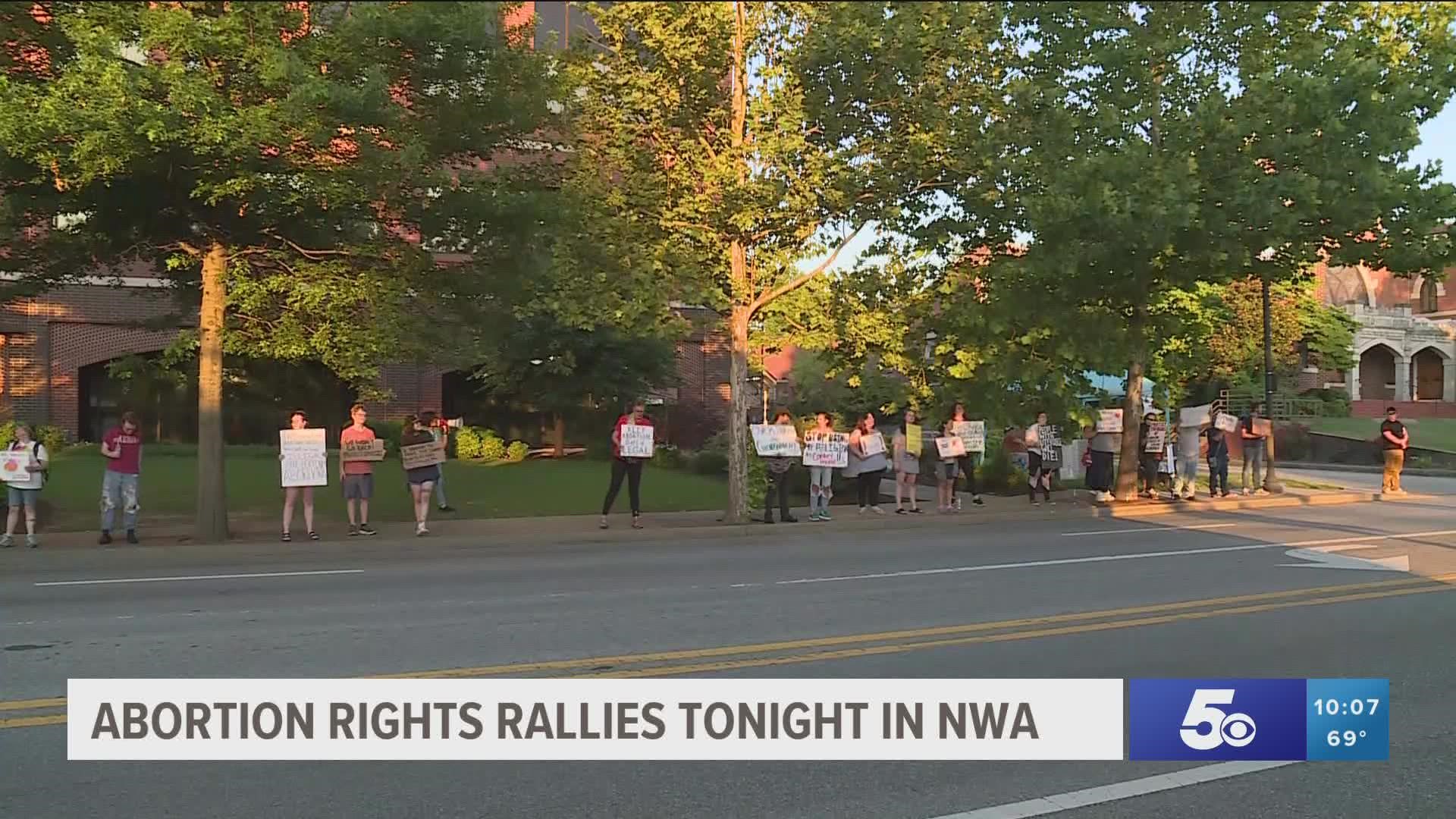 A Peaceful Protest for Reproductive Rights is taking place every night at 6:30 p.m. at the Bentonville Square fountain through Friday, June 1.