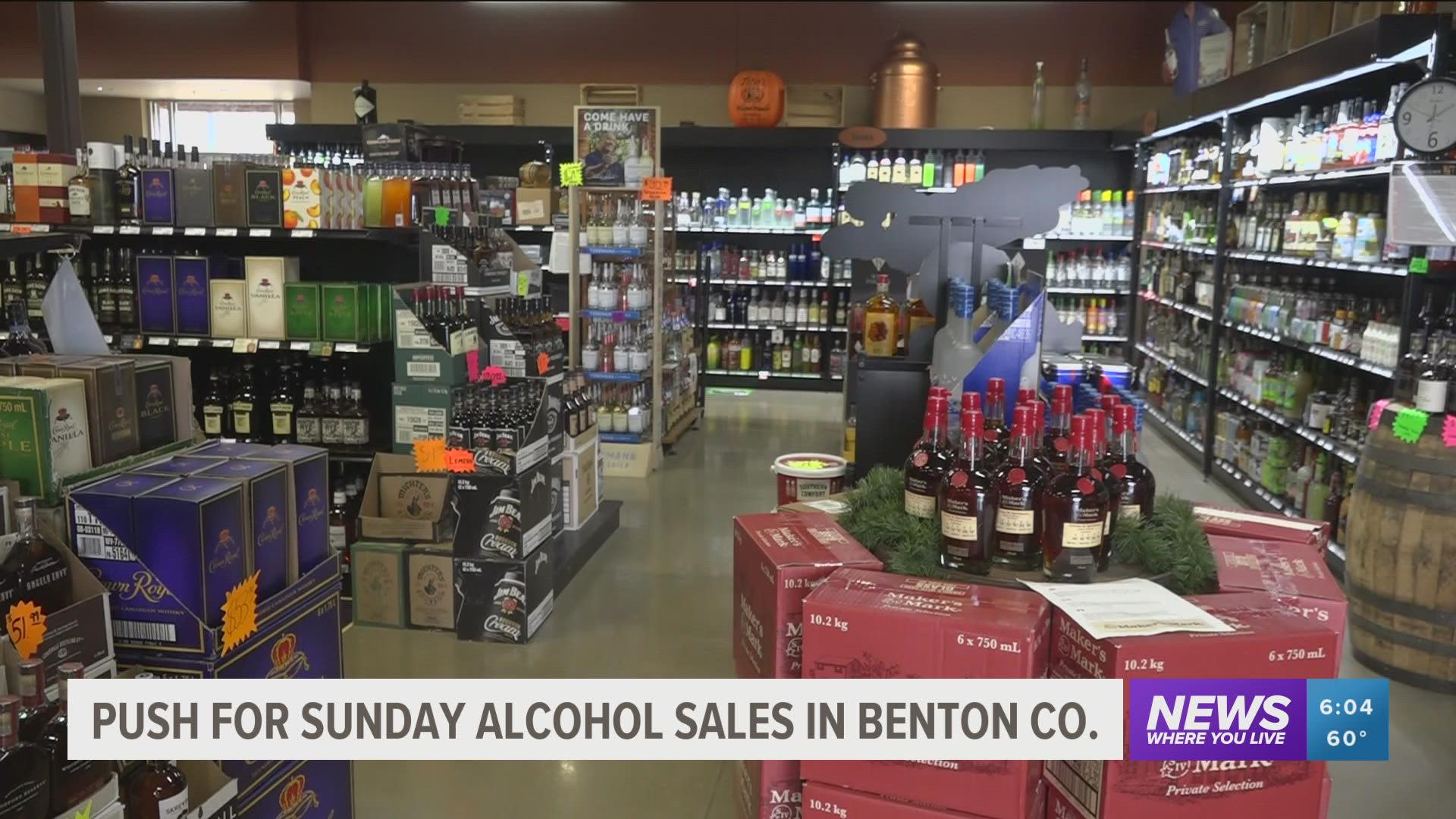 A committee is working to gather signatures to add the Bentonville and Rogers Sunday alcohol sales issue to the general election ballot in November.