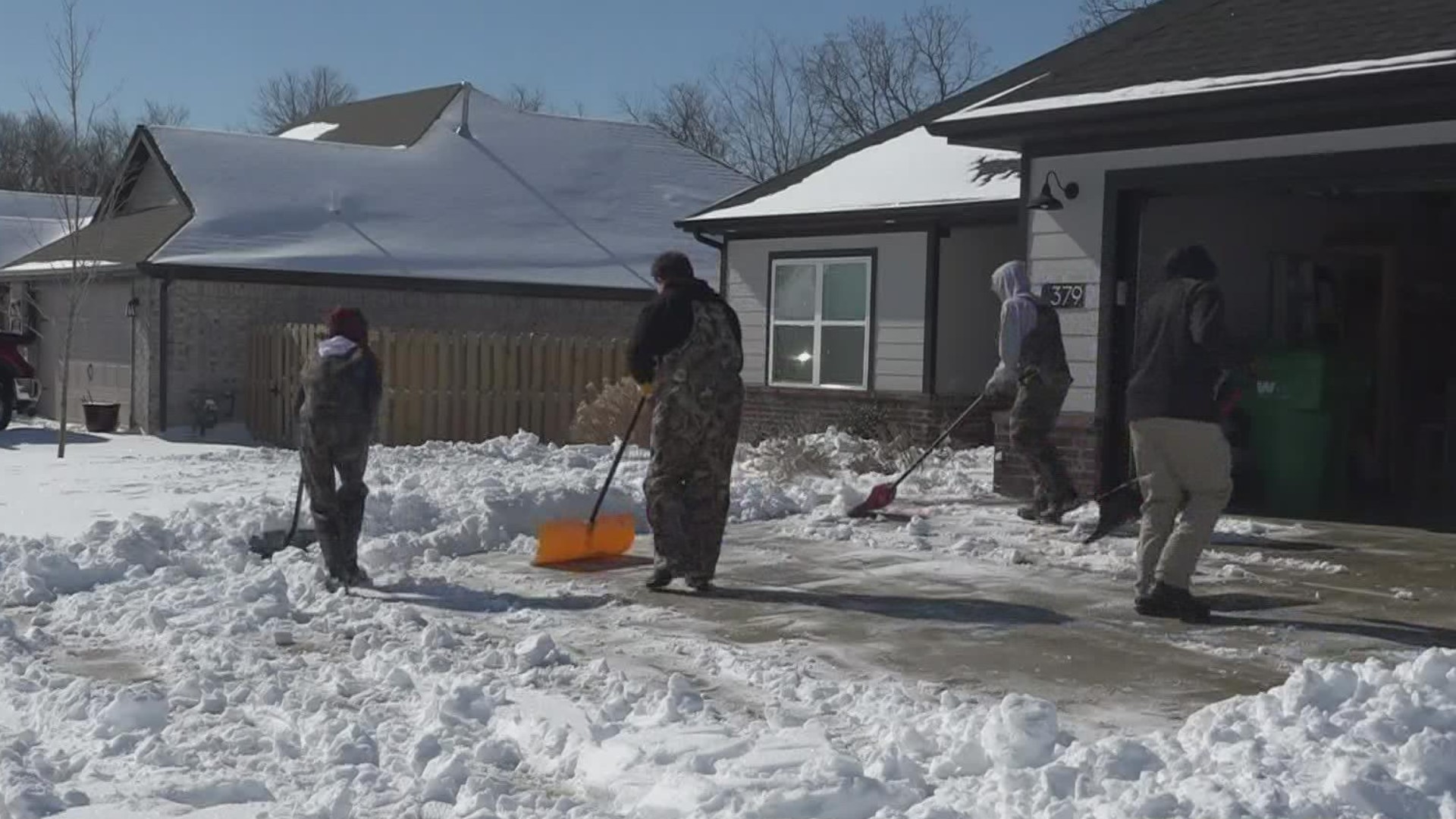 A group of teens in Farmington spent their snow day working in the snow shoveling people’s driveways.