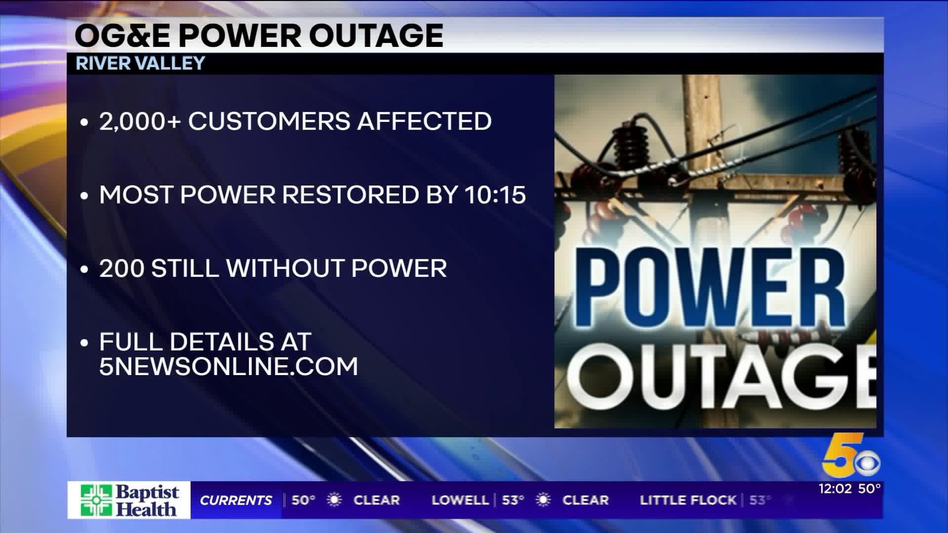 Around 2,000 OG&E Customers Without Power In Alma Area This Morning