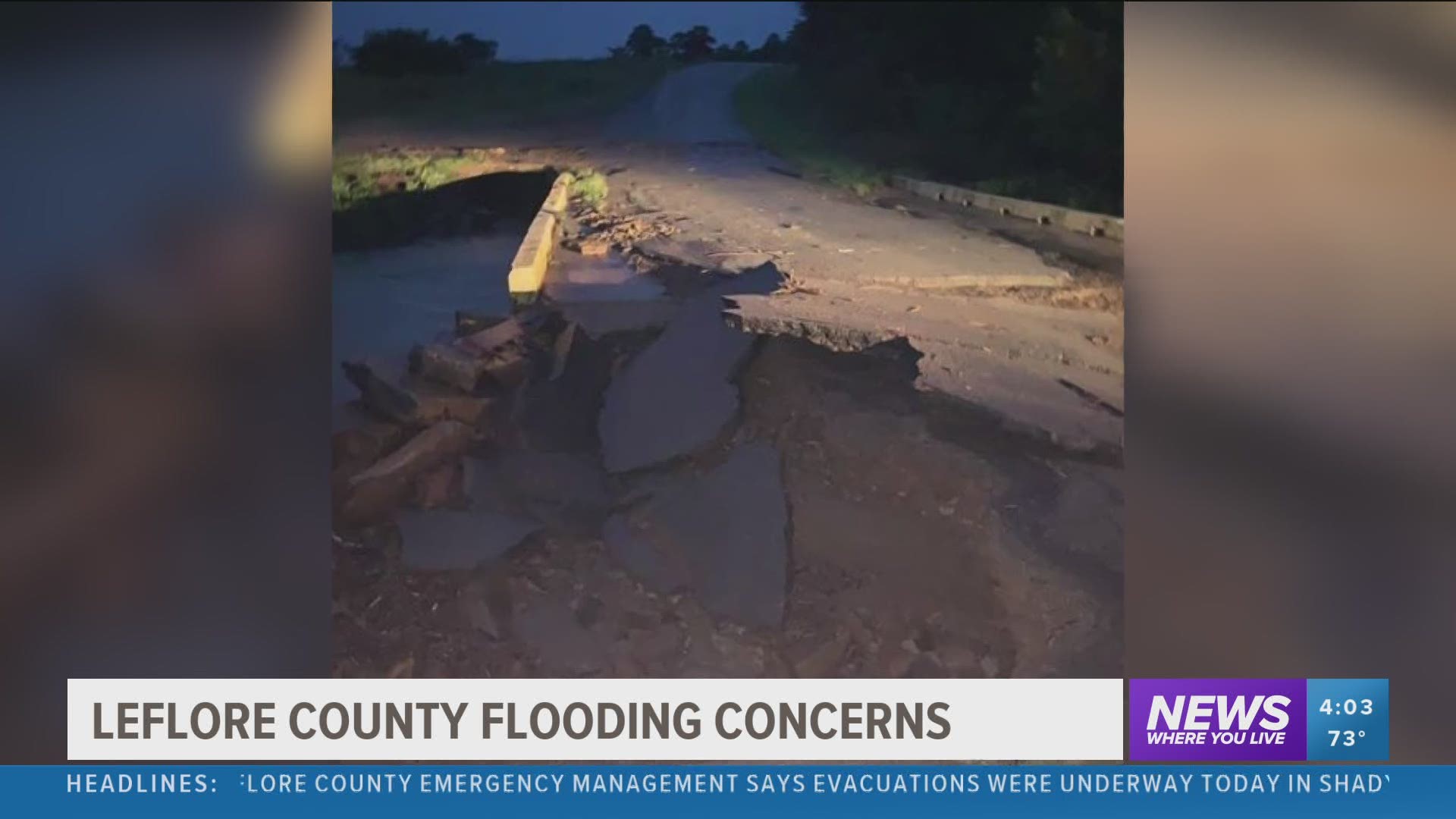 Flooding caused roads to wash away in LeFlore County on Tuesday, and several swift water rescues were carried out.