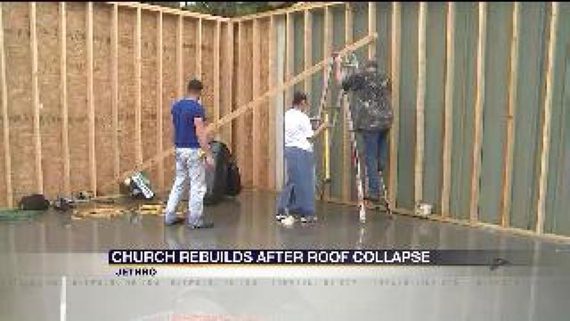 Work Resumes on Church After Collapse Hospitalized Volunteer