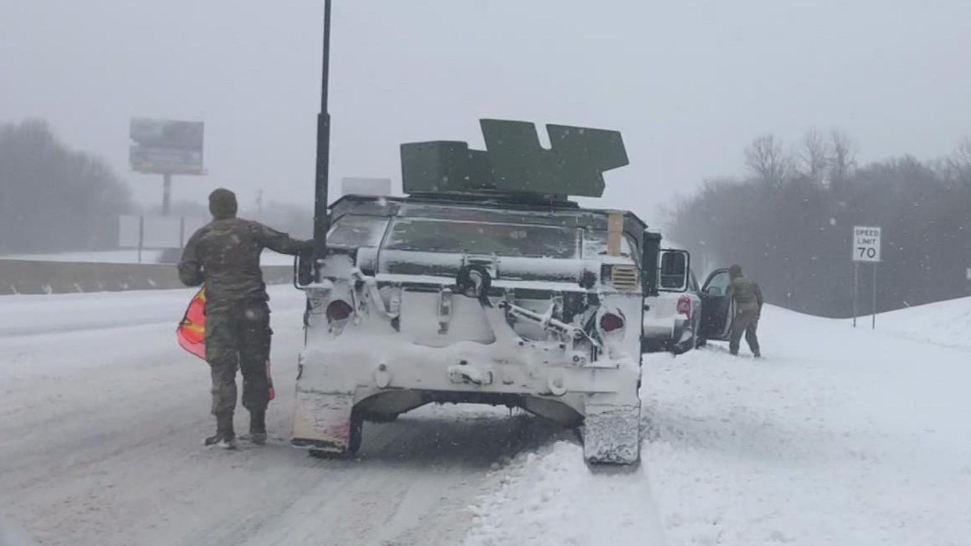 The Arkansas National Guard is assisting Arkansas State Police with stranded drivers on the interstate.