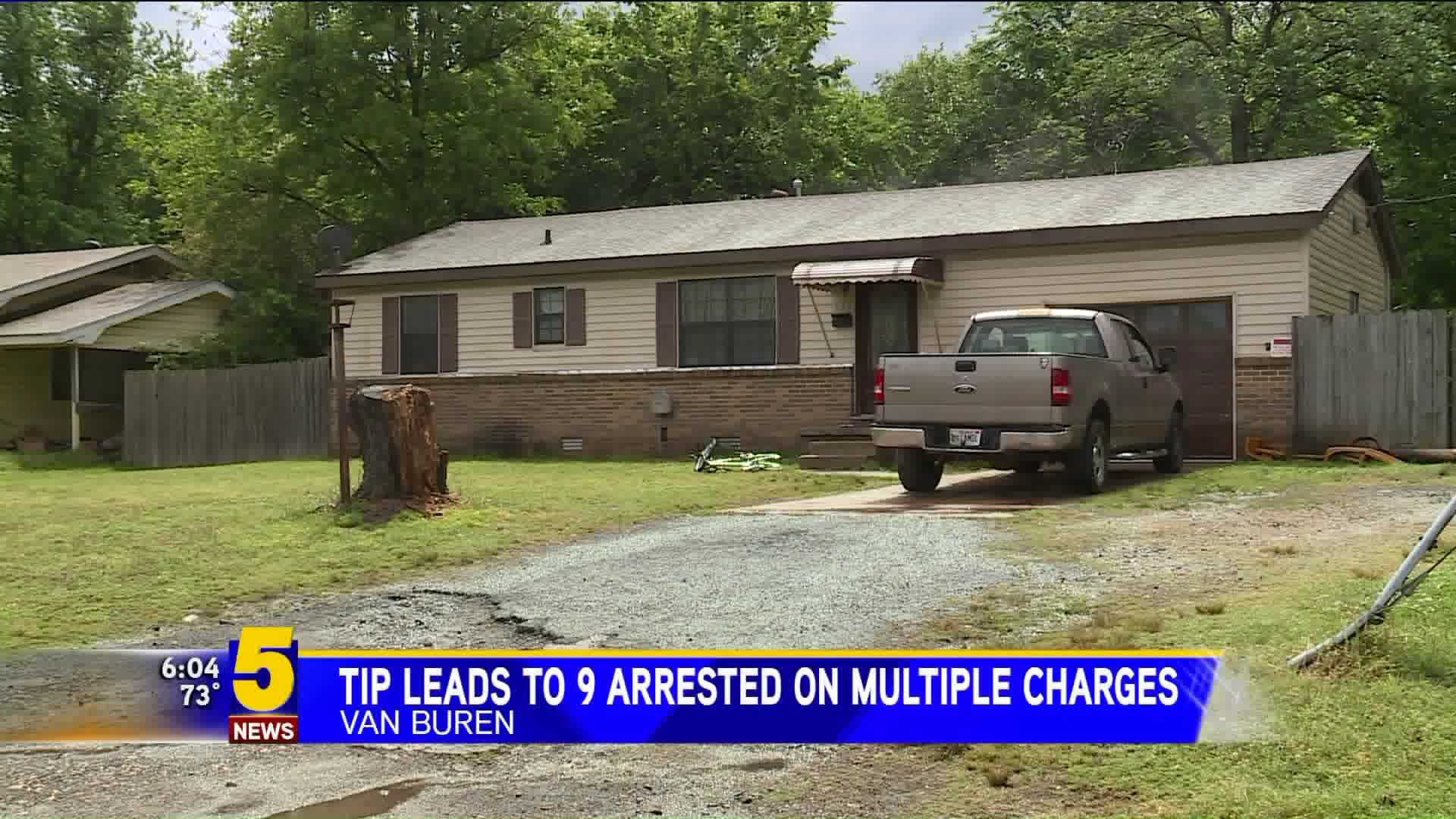 Tip Leads To 9 Arrested On Multiple Charges