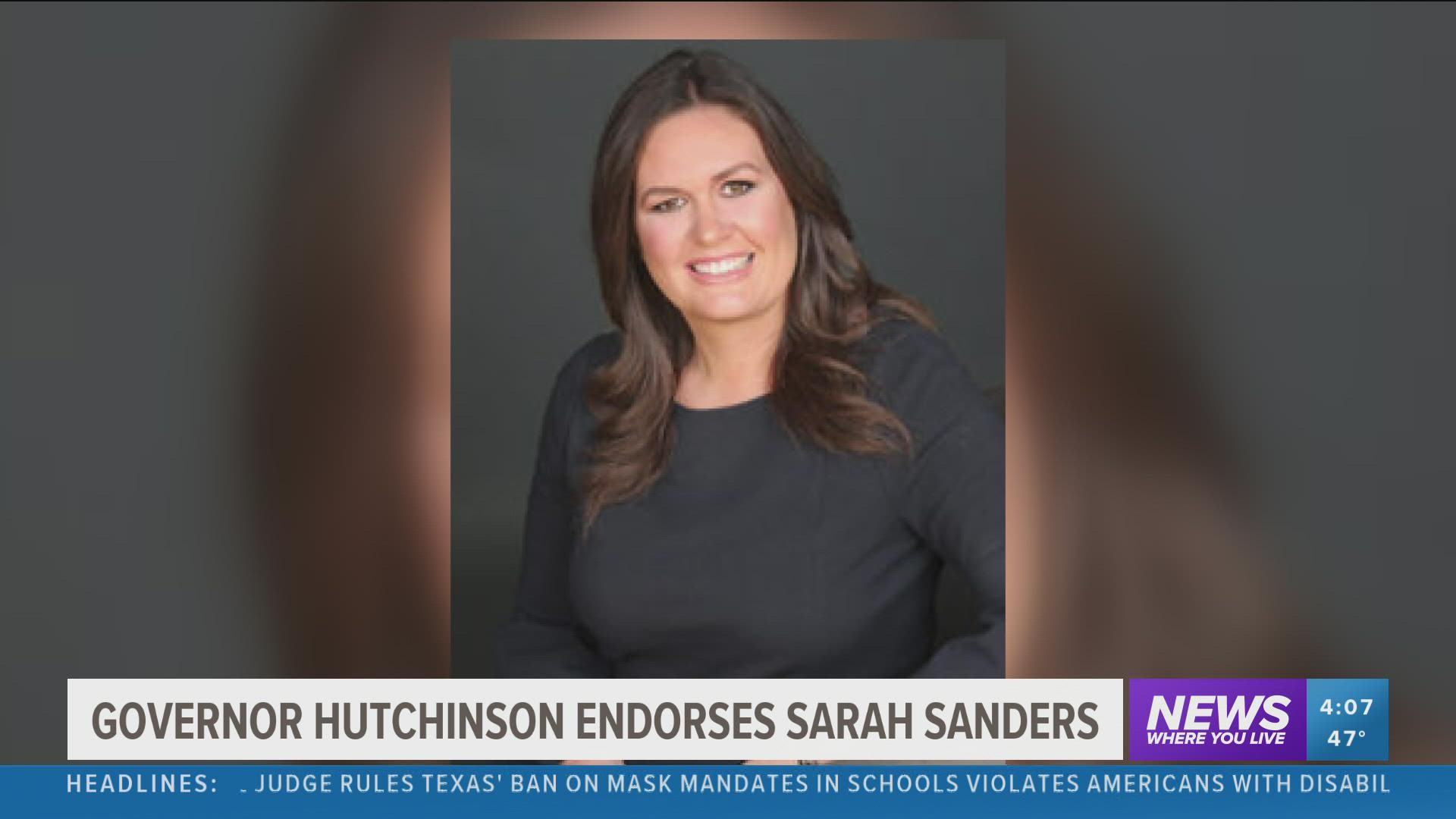 Gov Asa Hutchinson Endorses Sarah Huckabee Sanders For Governor