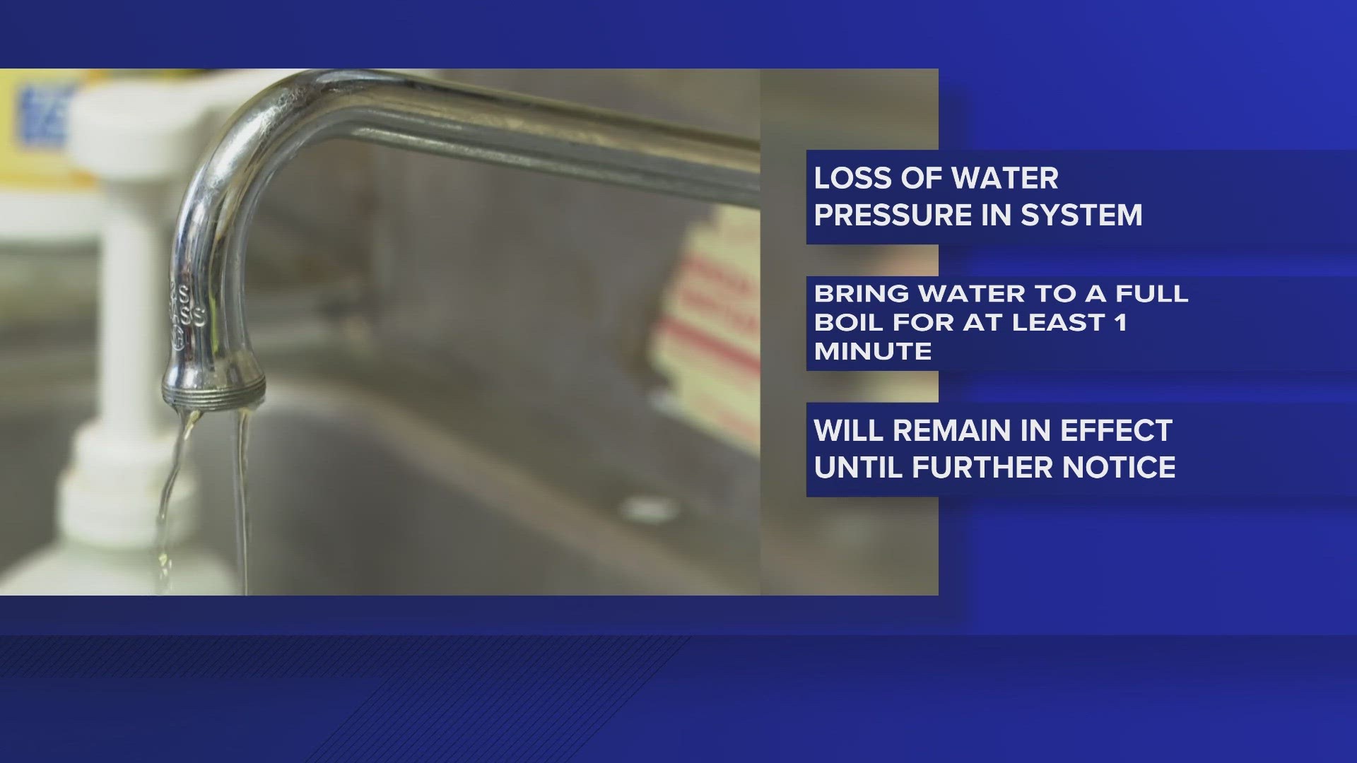 City advises boiling water before any type of consumption until further notice.