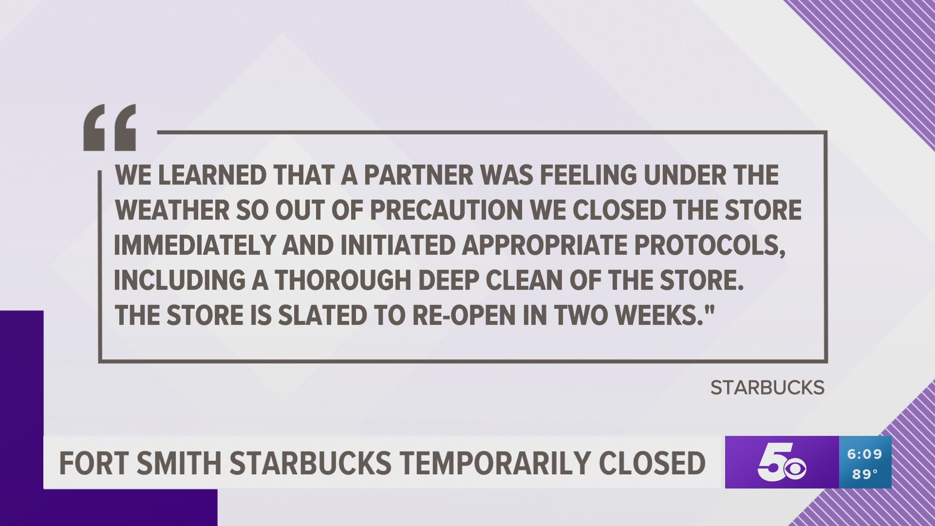 Fort Smith Starbucks temporarily closed