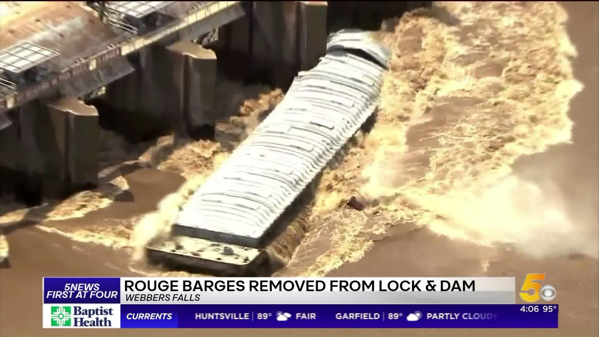 Last Of Two Runaway Barges Lifted From Oklahoma Lock And Dam