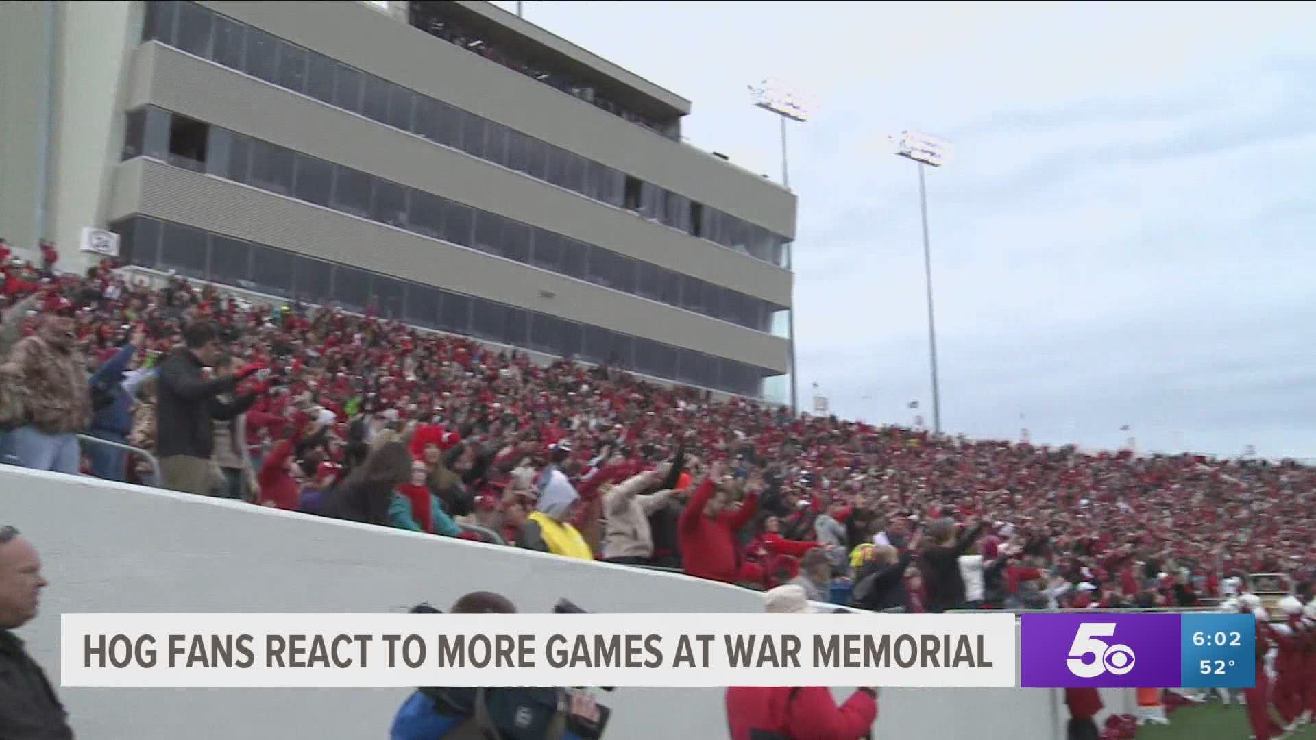 Hog fans react to more games at War Memorial Stadium