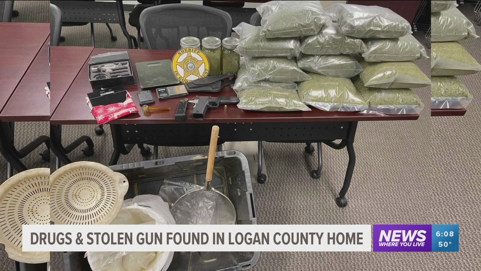 Drugs and stolen gun found in Logan County home, arrest made