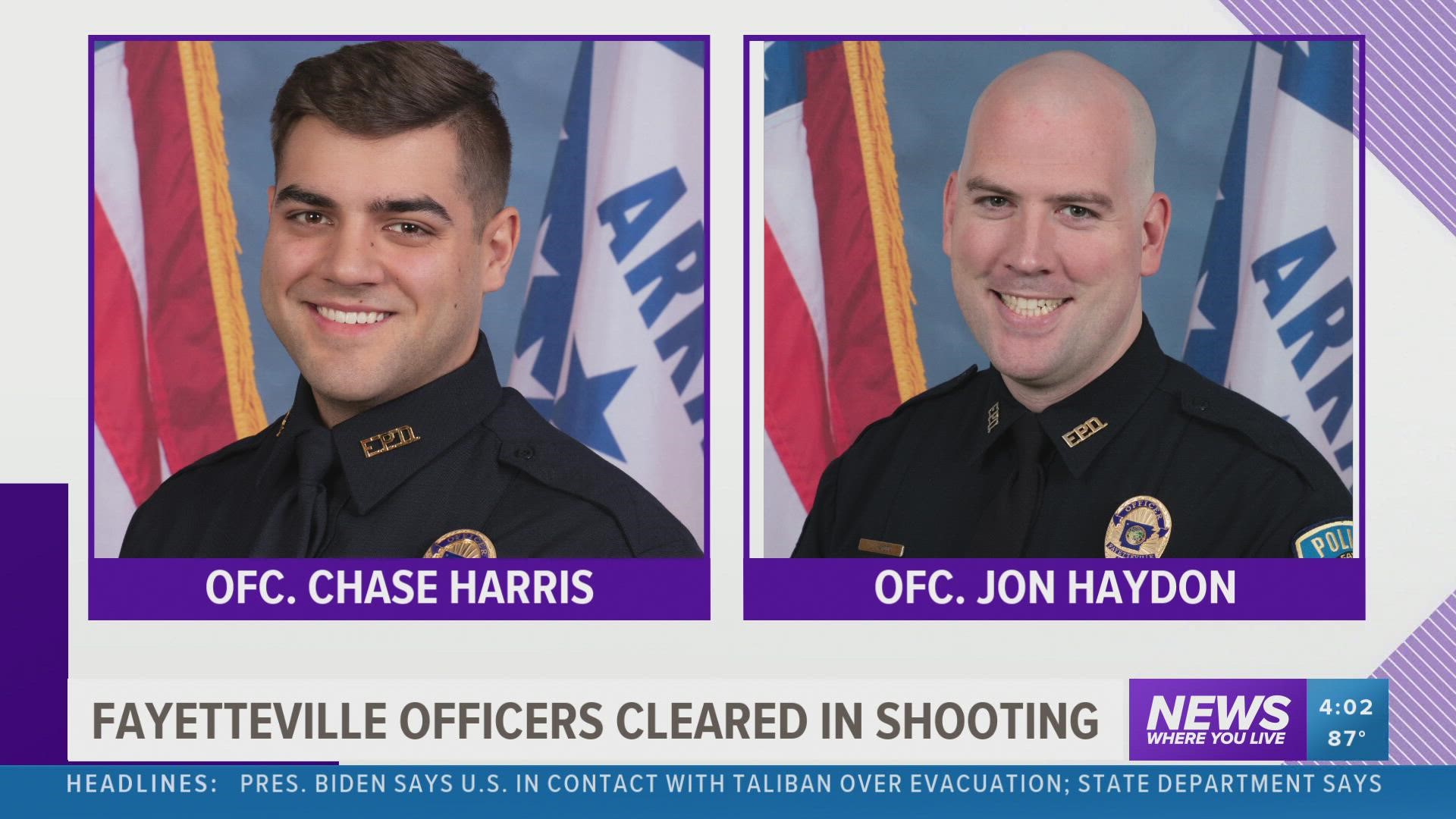 The investigation concluded there was no policy violation in the shooting. Officers Haydon and Harris have been exonerated in their use of deadly force.