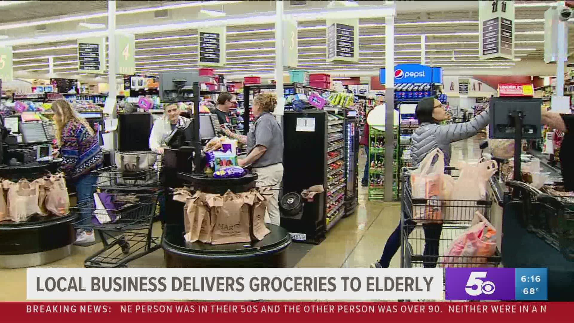 Local business delivers groceries to the elderly