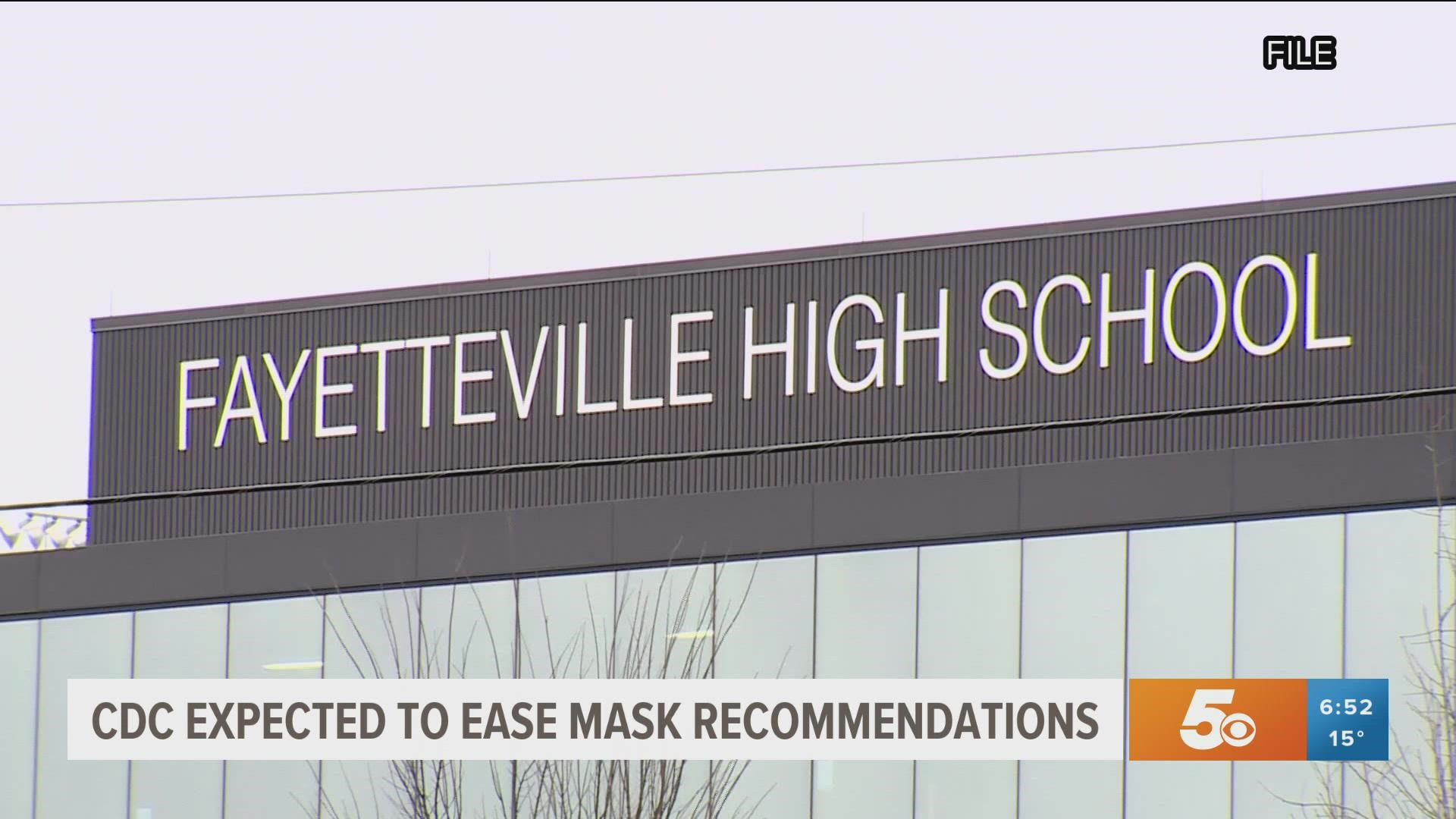 The Fayetteville School District is ending its mask policy as the CDC is easing up on recommendations.