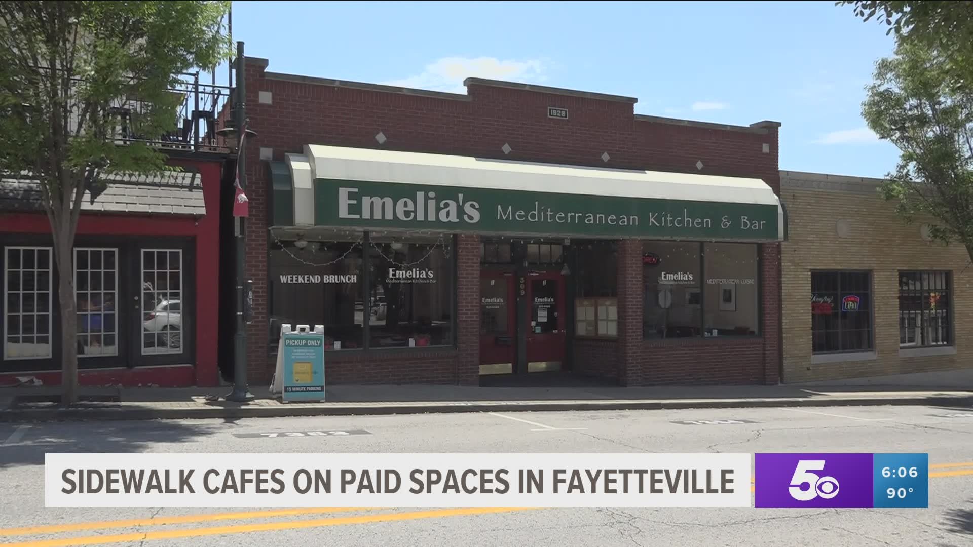 Sidewalk cafes on paid spaces in Fayetteville