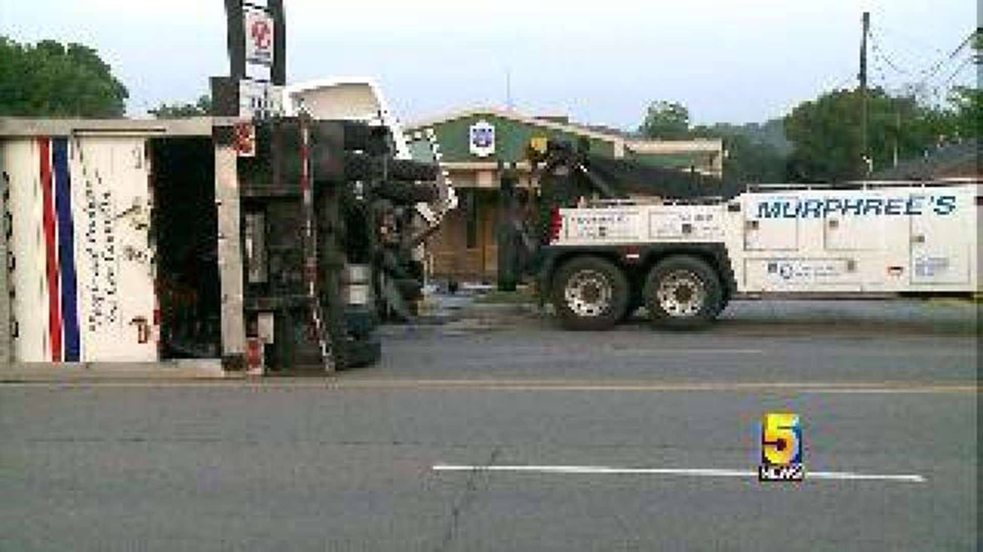 Driver Injured When Semi Truck Overturned