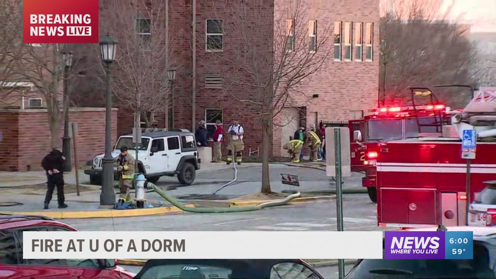 Reid Hall on the University of Arkansas campus evacuated due to possible fire