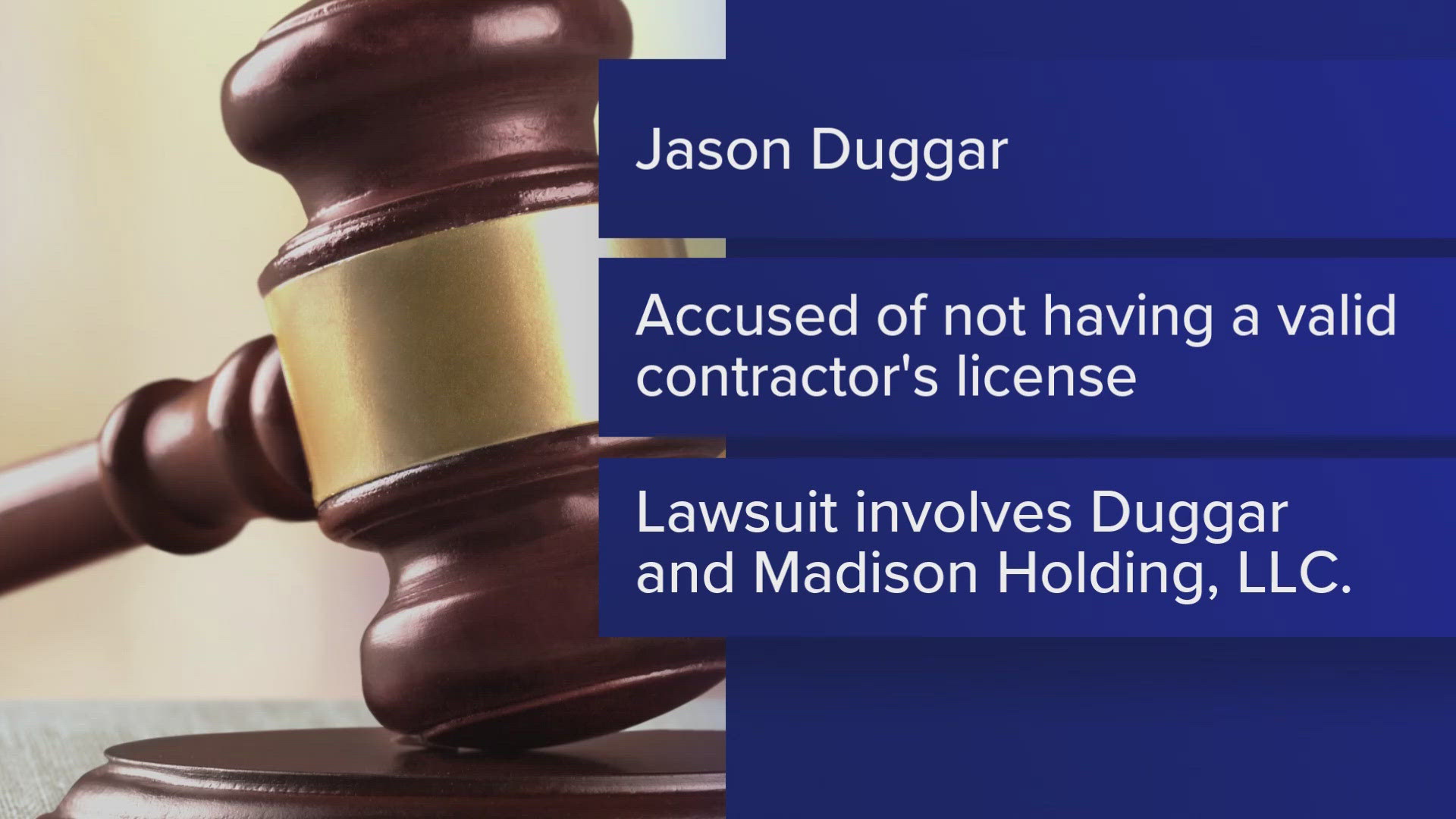 Jason Duggar, the star of reality show "19 Kids and Counting," was sued in Benton County on Sept. 10 for allegedly not having a valid contractor's license.