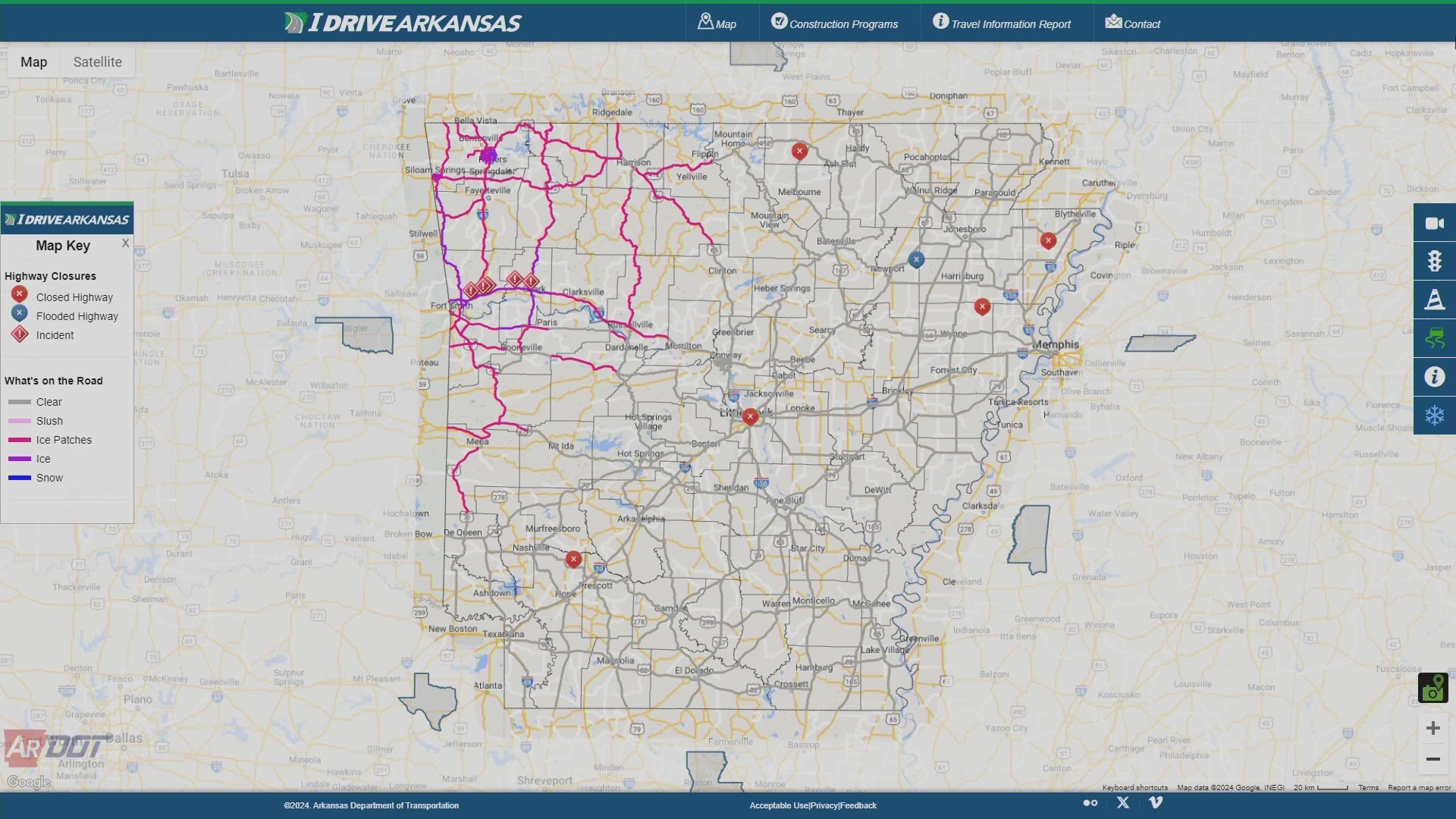 Watch the video to learn about the road conditions in Northwest Arkansas and the River valley ice covers roads and major highways.