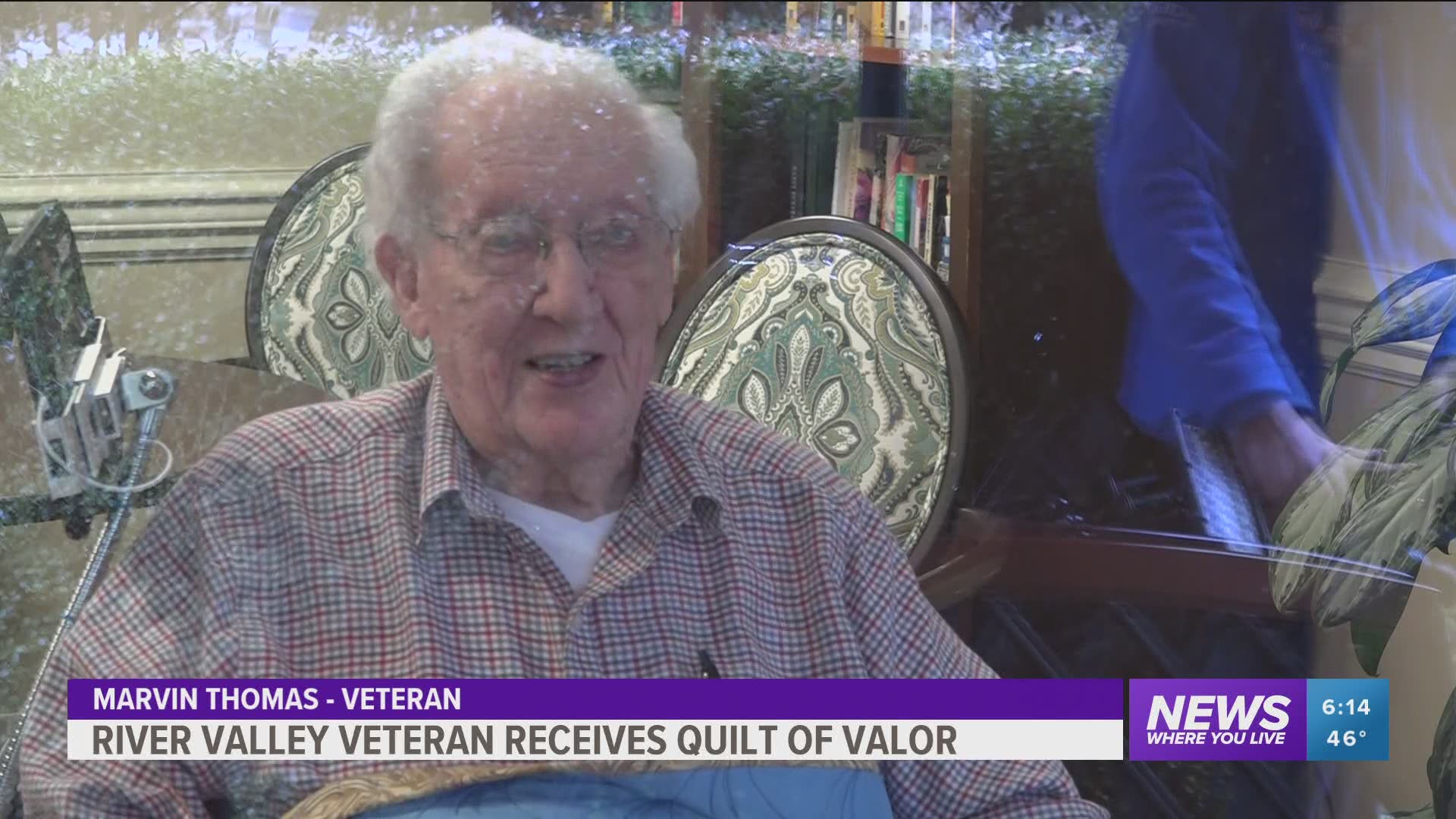 Fort Smith veteran Marvin Thomas received a Quilt of Valor Friday for his service in World War II.
