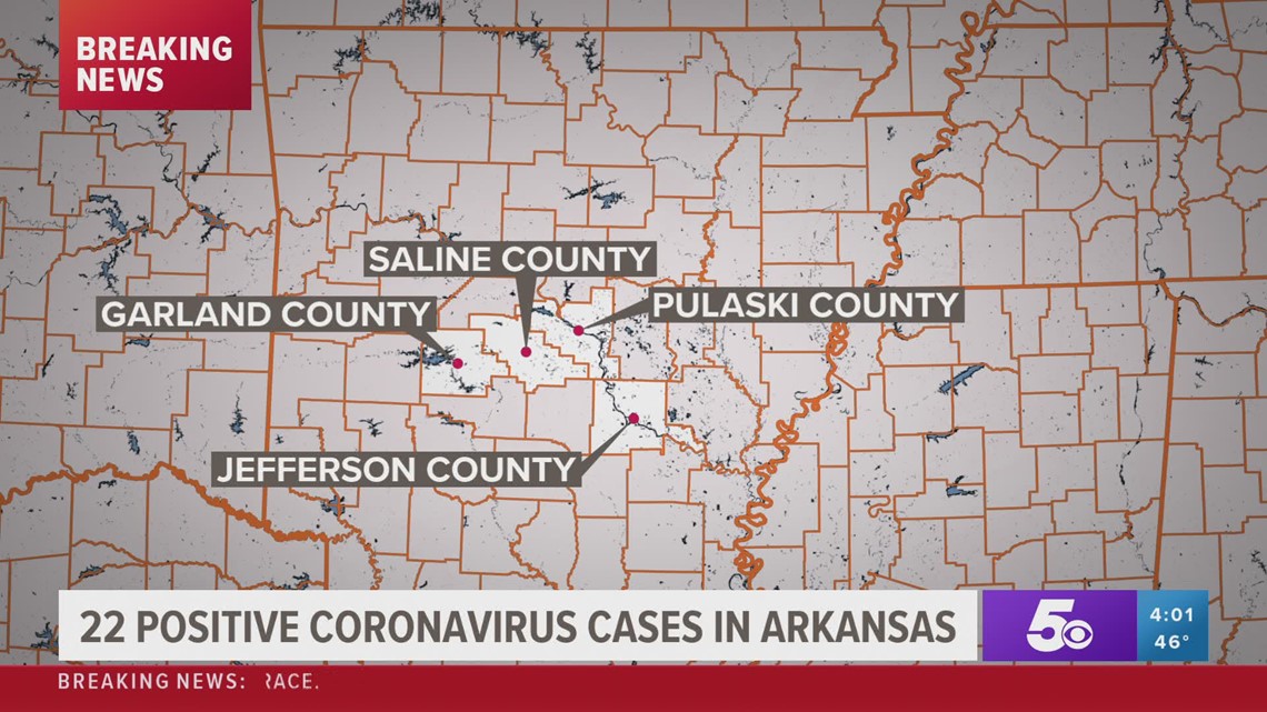 22 positive coronavirus cases in Arkansas