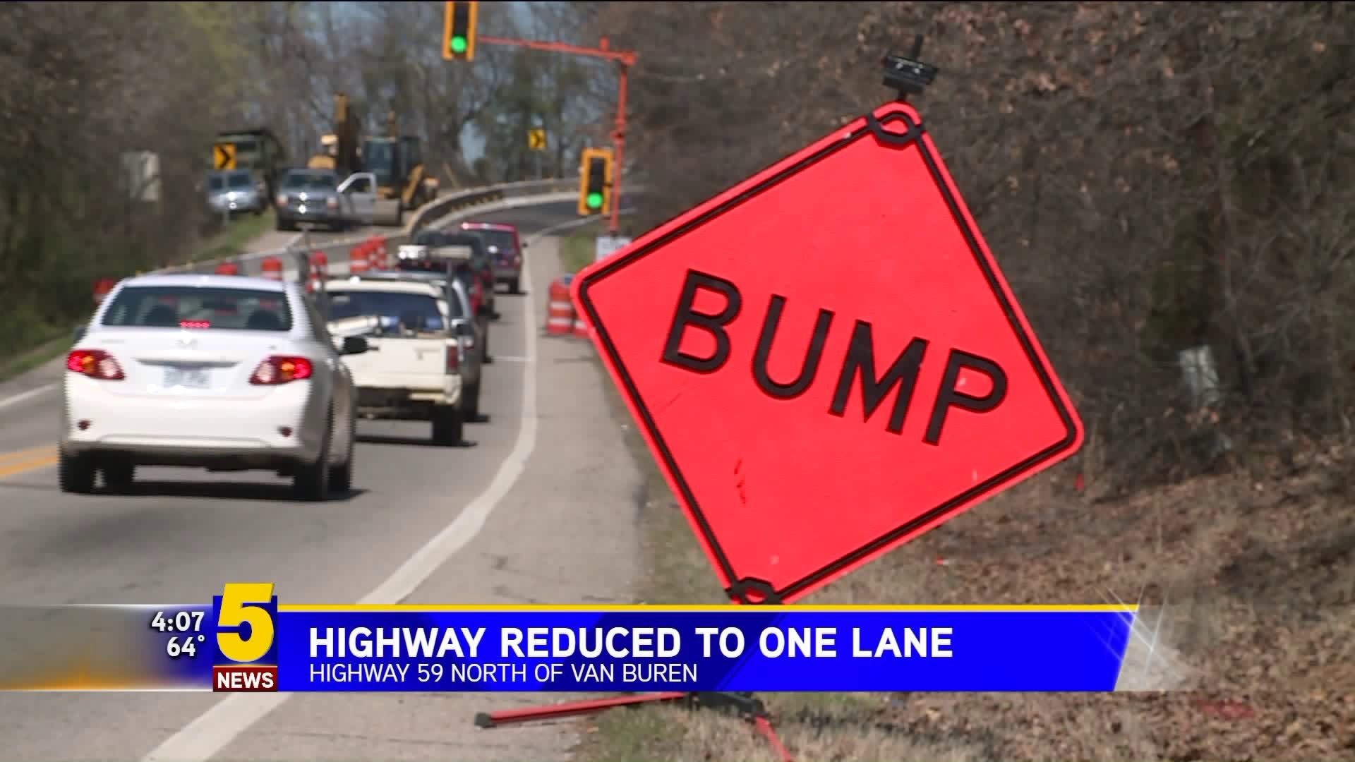 Section Of Highway 59 North Of Van Buren Reduced To One Lane