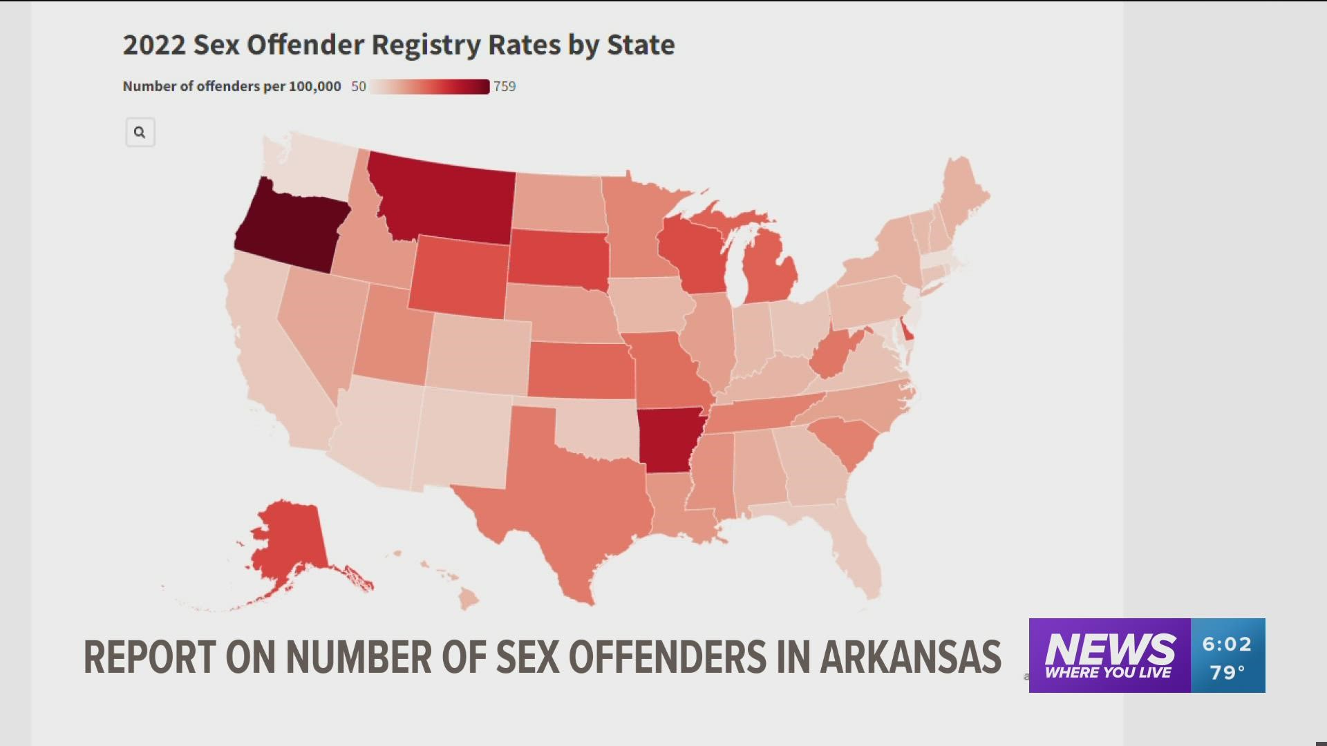 There are 767,000 registered sex offenders across the nation and 18,000 live in Arkansas.