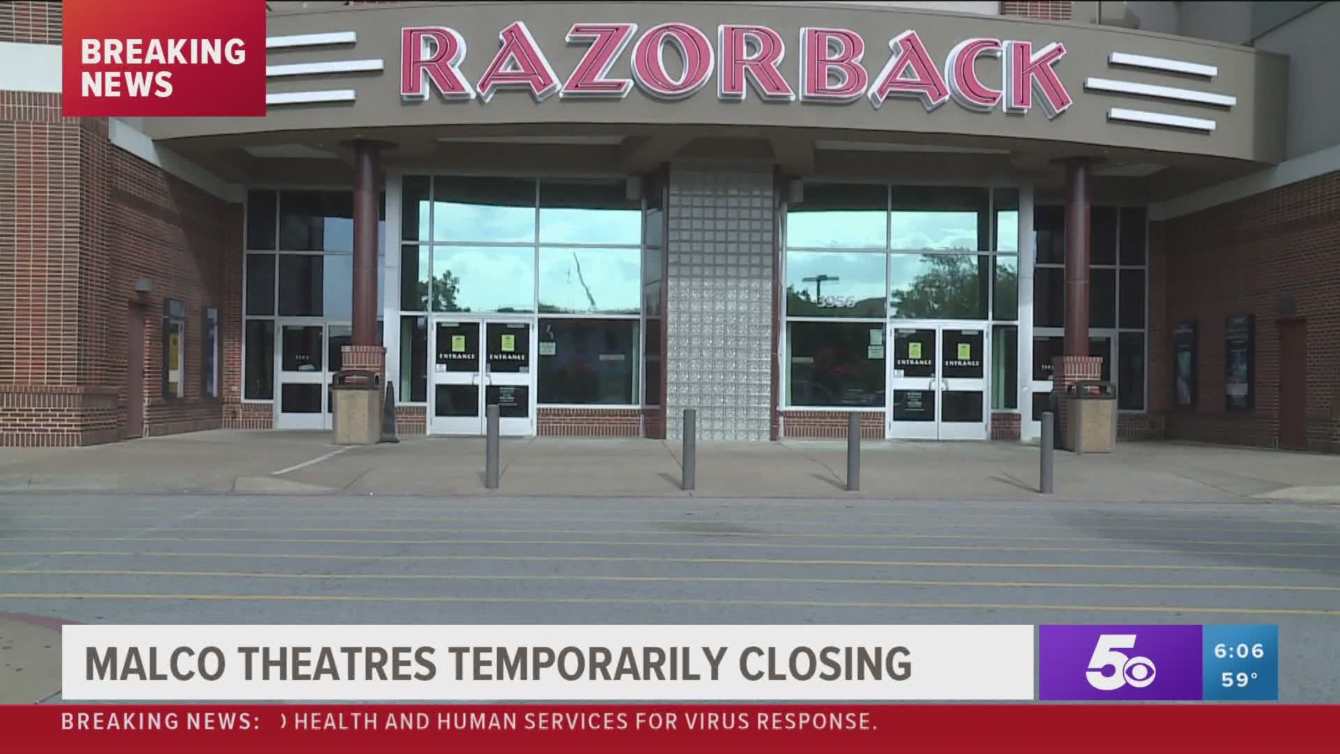 Malco theatres temporarily close
