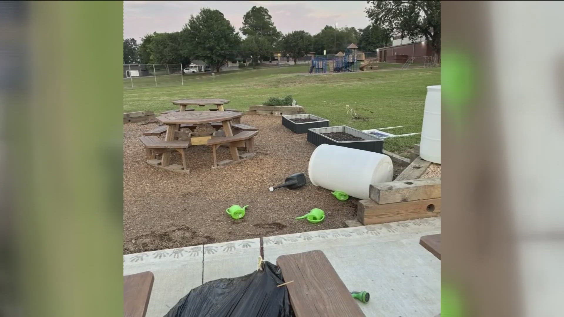 The vandals pulled out plants volunteers recently replanted, tore apart rain barrels, and ripped down a sign commemorating a former Ballman Elementary teacher.