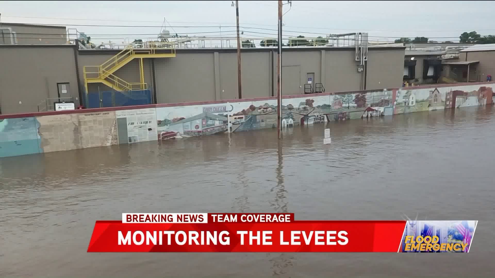 Monitoring Leeves As Flood Waters Rise
