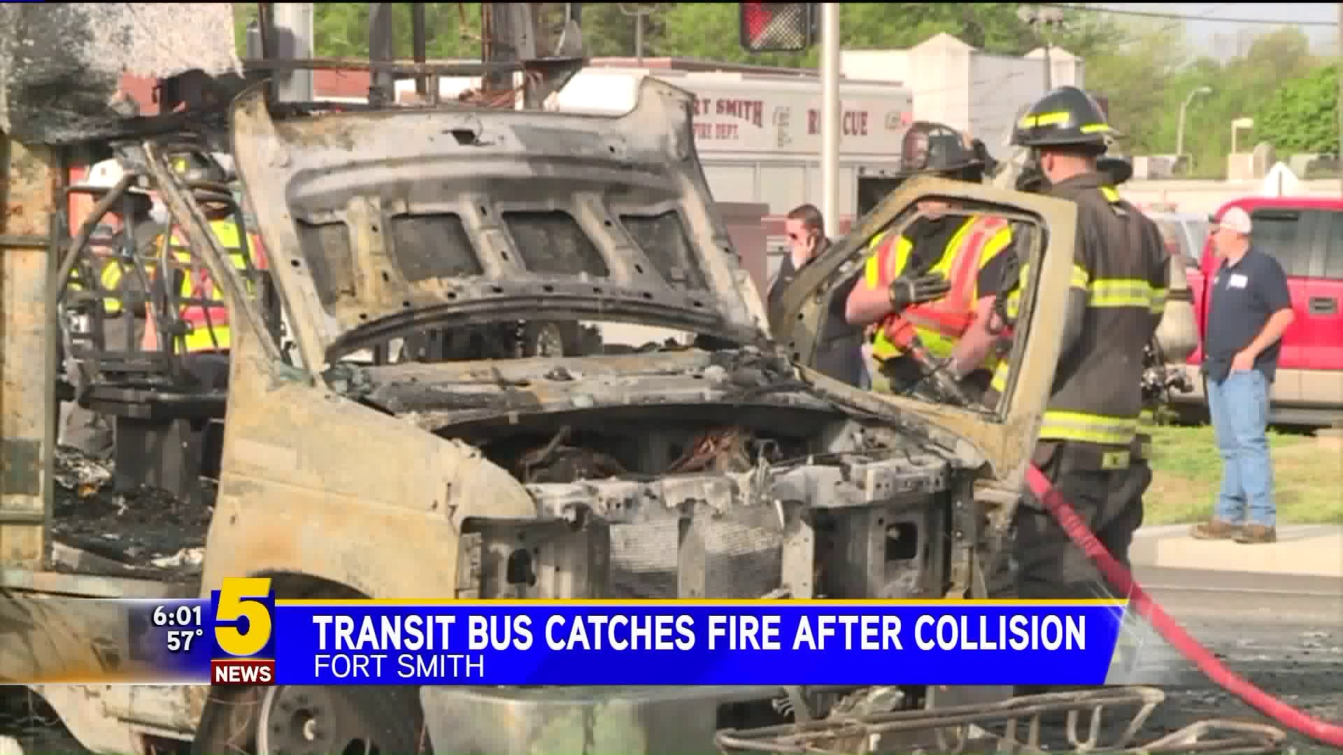 Transit Bus Catches Fire After Collision in Fort Smith