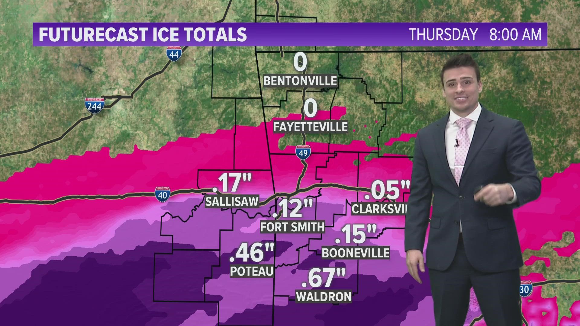One more winter storm system will hit Arkansas this week, bringing ice and sleet. Heavy ice is possible in the southern River Valley into the Ouachitas.