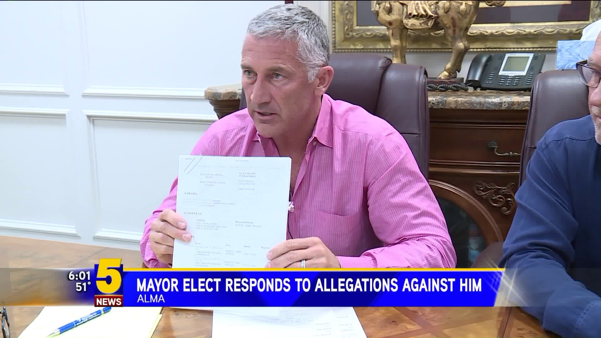 Alma Mayor Elect Repsonds to Allegations Against Him