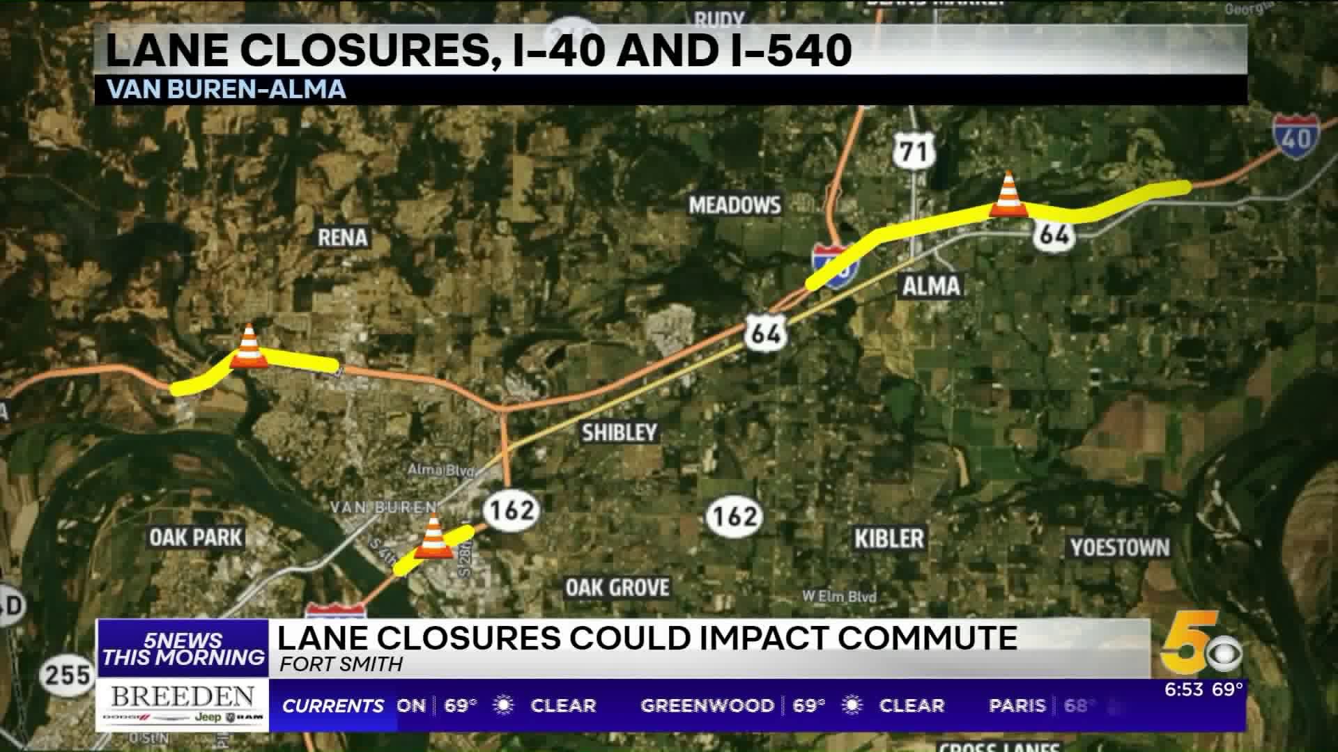 I-40, I-540 Lane Closures
