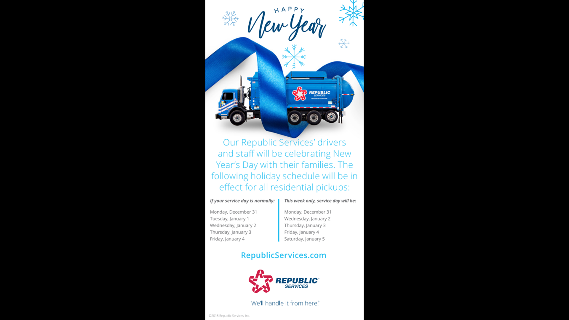 Local Holiday Trash And Recycling Schedules