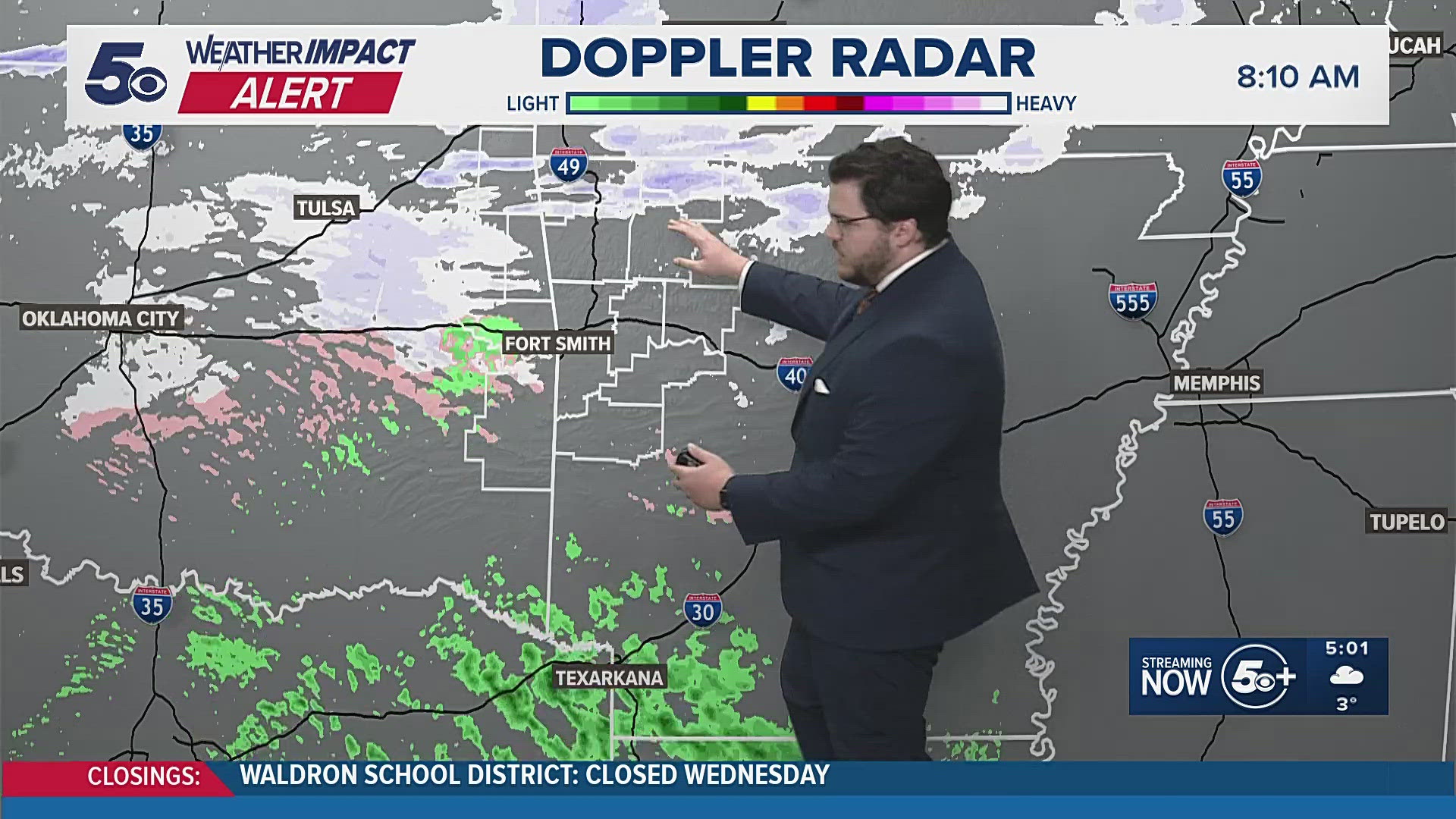 Check in with 5NEWS Meteorologist Stephen Elmore with recent winter weather updates in Arkansas on Wednesday morning.