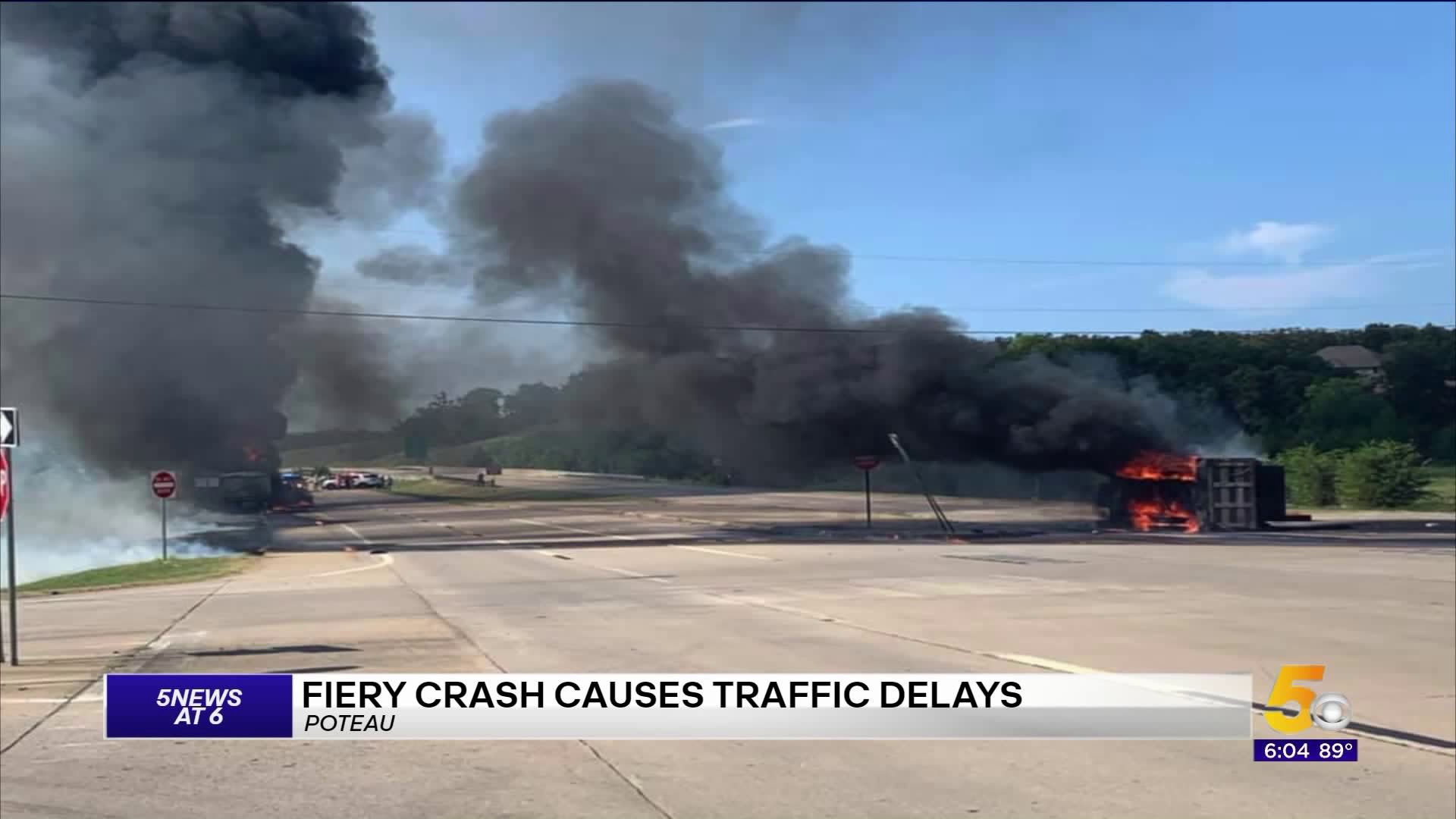 Fiery Crash Causes Traffic Delays