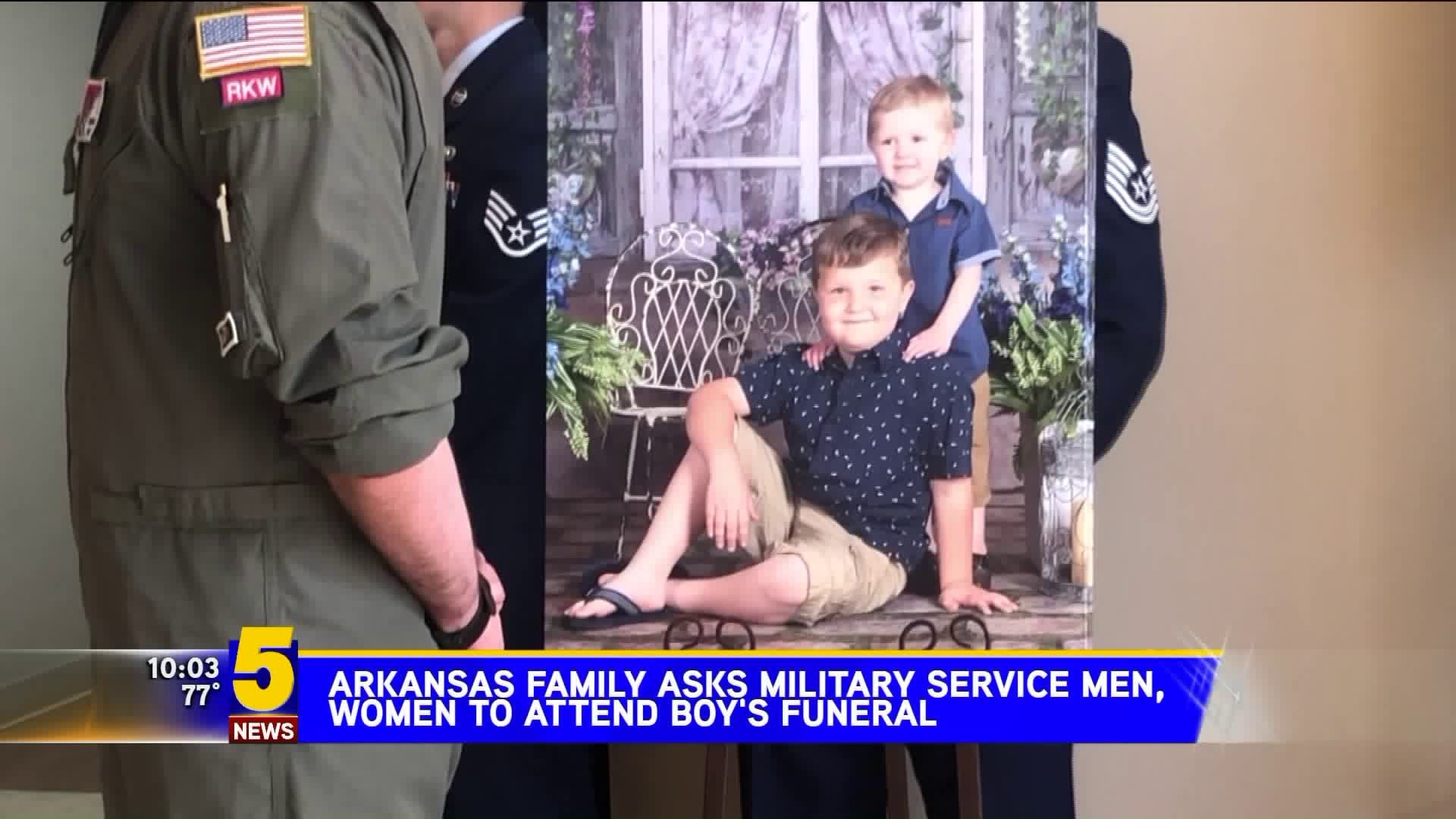 Arkansas Family Asks Military Service Members to Attend Boys Funeral