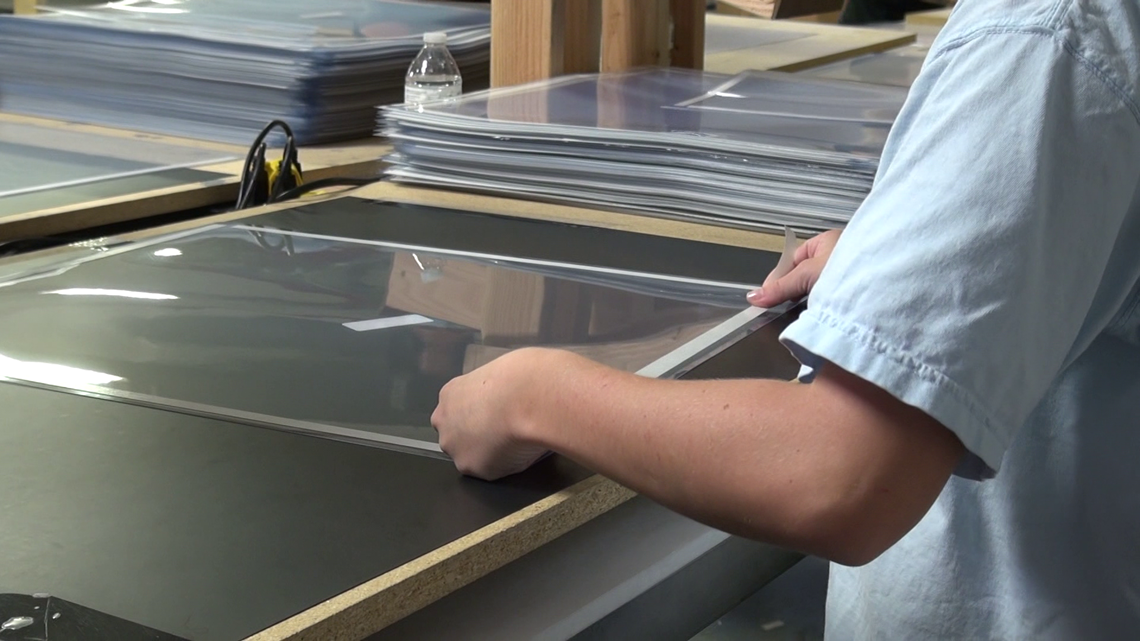 Local company makes protective shields for classrooms