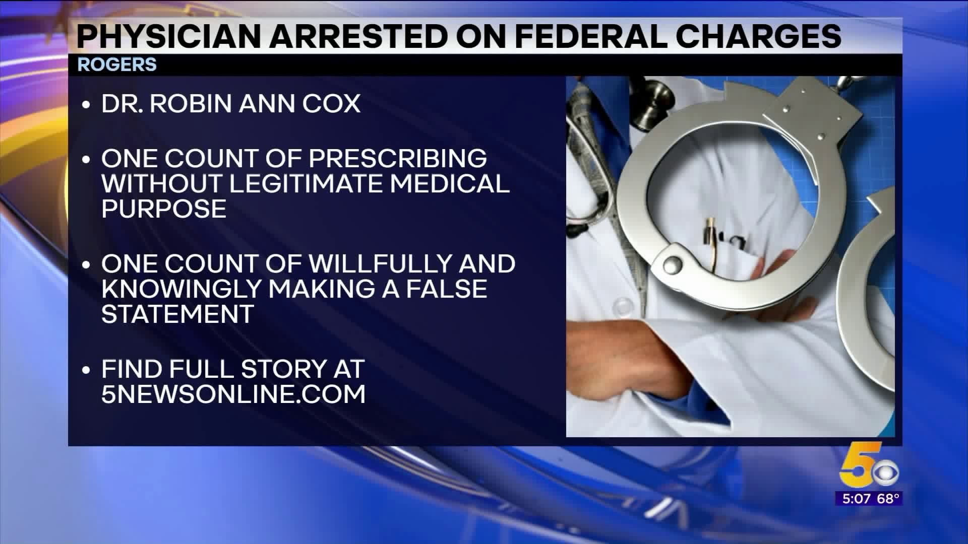 Rogers Doctor Arrested on Federal Charges