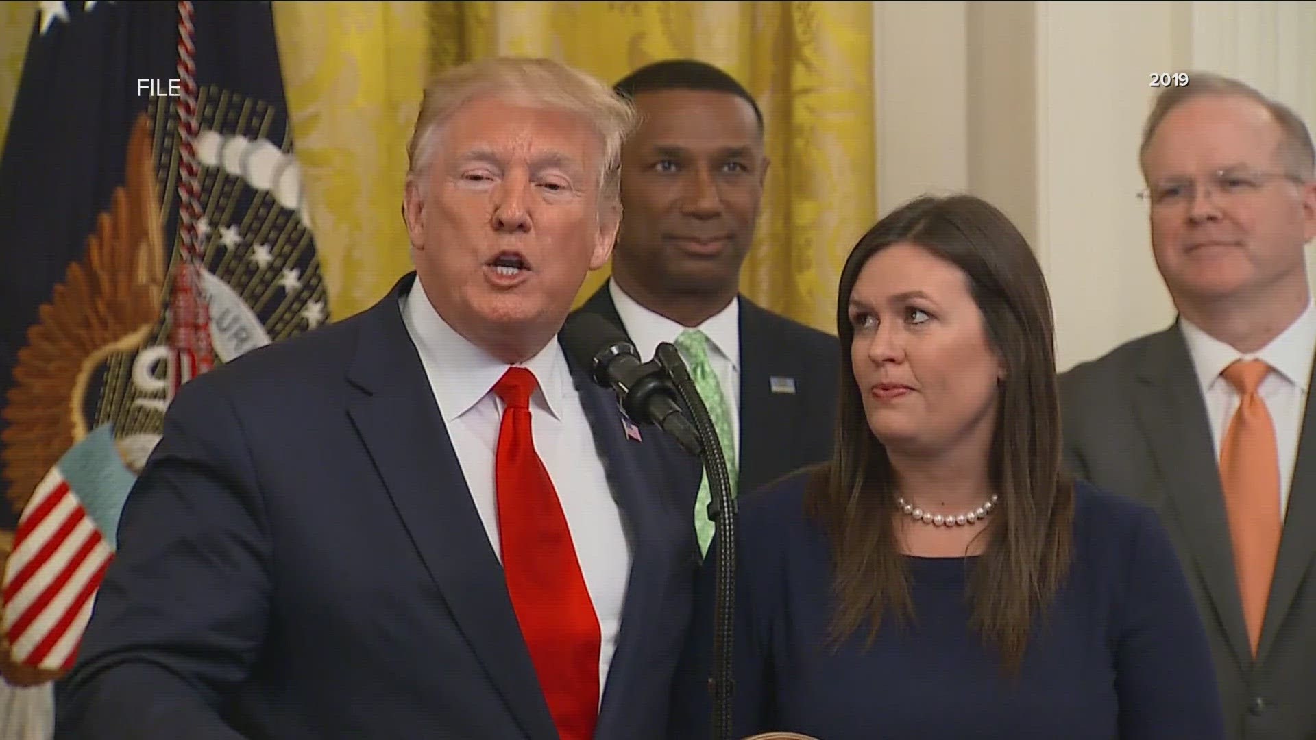 Arkansas Governor Sarah Huckabee Sanders said she will endorse former president Donald Trump in the Republican presidential race.