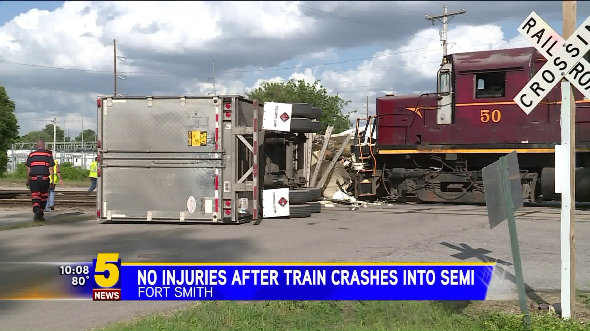 No Injuries After Train Crashed into Semi