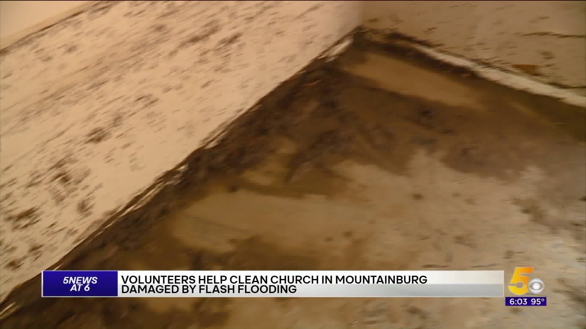 Volunteers Help Clean Mountainburg Church Damaged By Flash Flooding