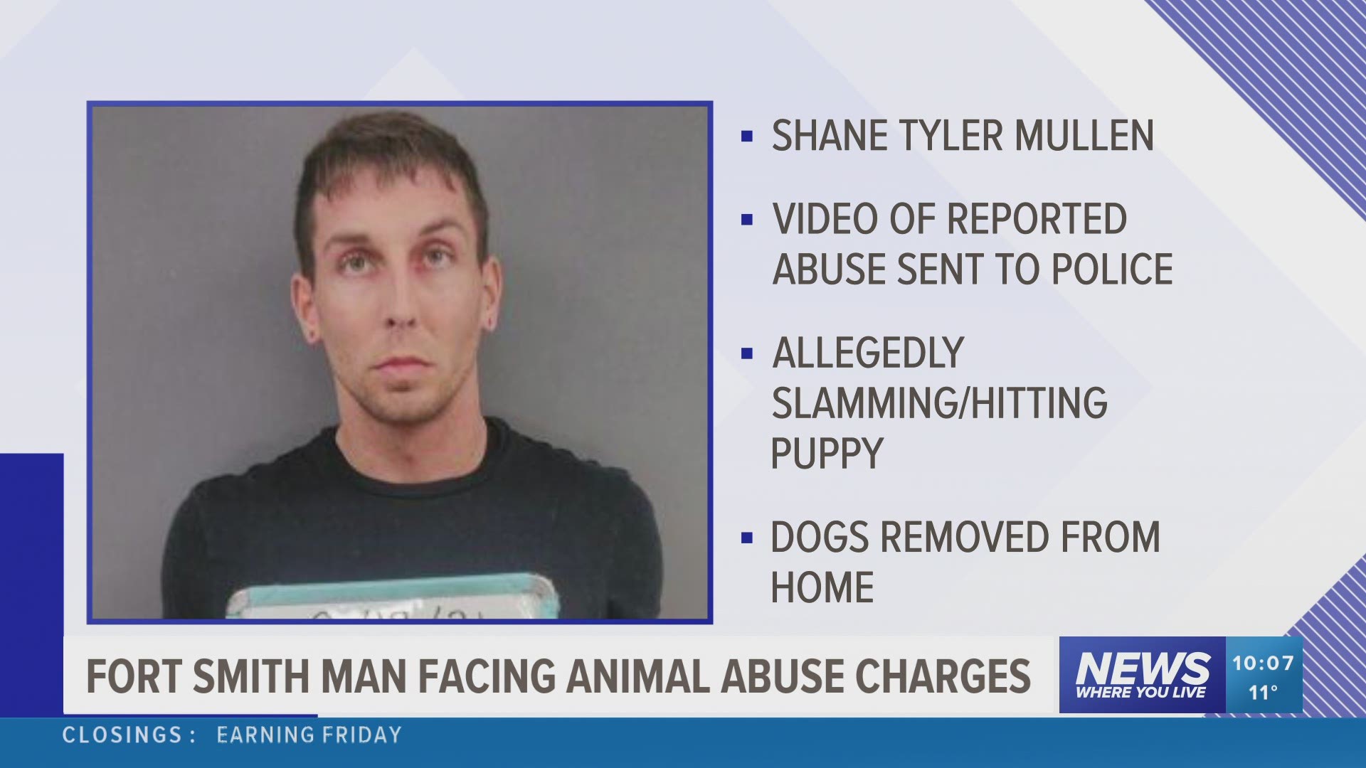 A 28-year-old man from Fort Smith was arrested for allegedly abusing a 6-month-old puppy. https://bit.ly/3kenu3n