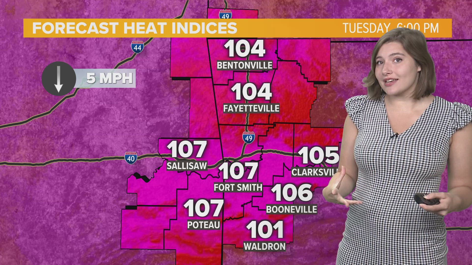 Heat is slowly building back into 5COUNTRY as high pressure settles overhead. Another hot week moves in, but relief will drop temperatures for the end of the week.