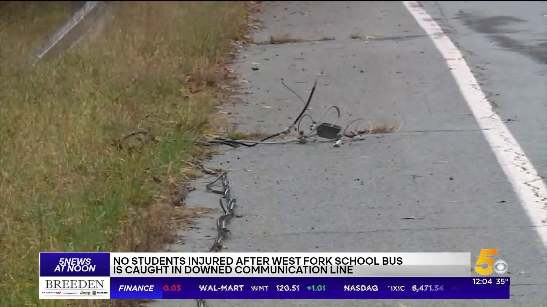 West Fork School Bus Gets Caught In Downed Communication Line