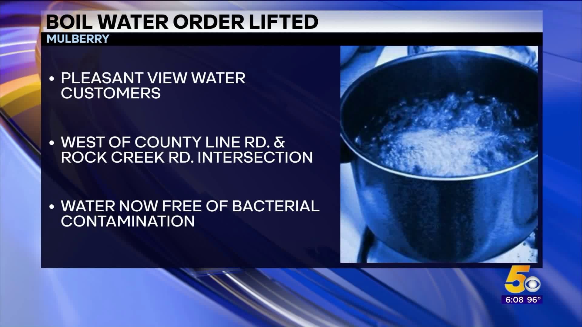Boil Order Lifted In Mulberry