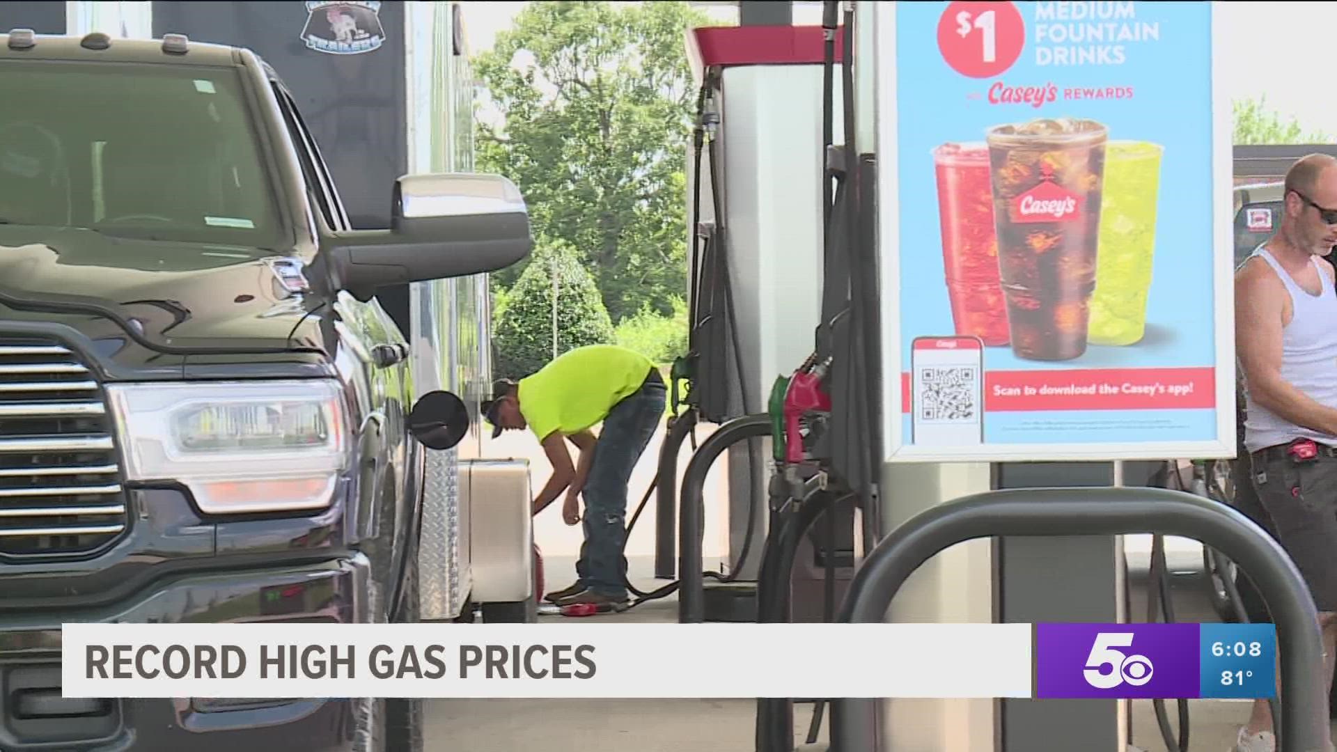 Gas prices are at a record high and Arkansans say they are limiting their summer travel plans due to the pain at the pump.