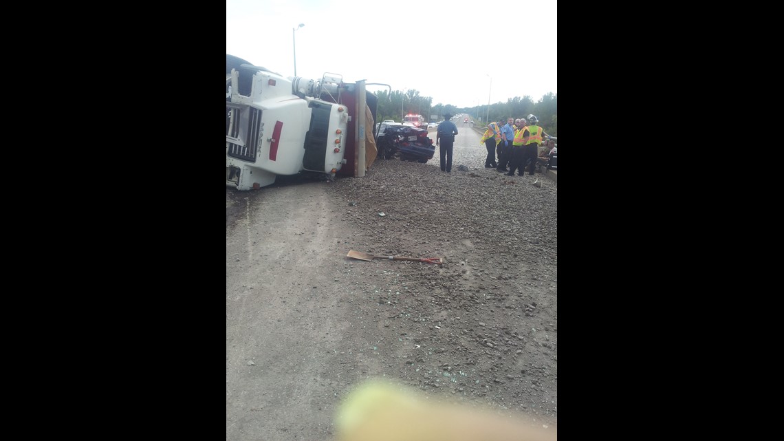 Dump Truck Overturns On Interstate 540 Bridge, Halts Traffic ...